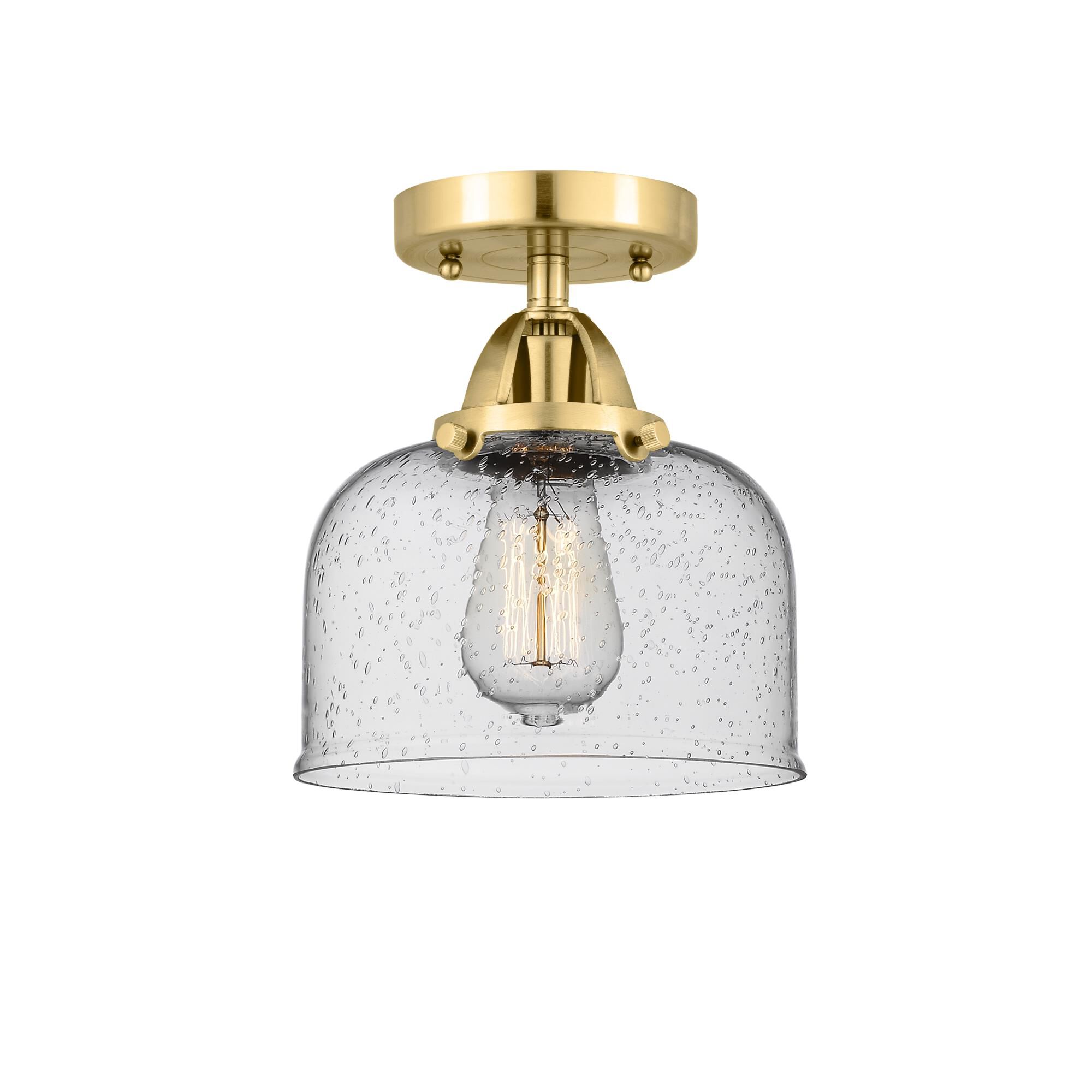 Shown in Satin Gold finish and Seedy glass