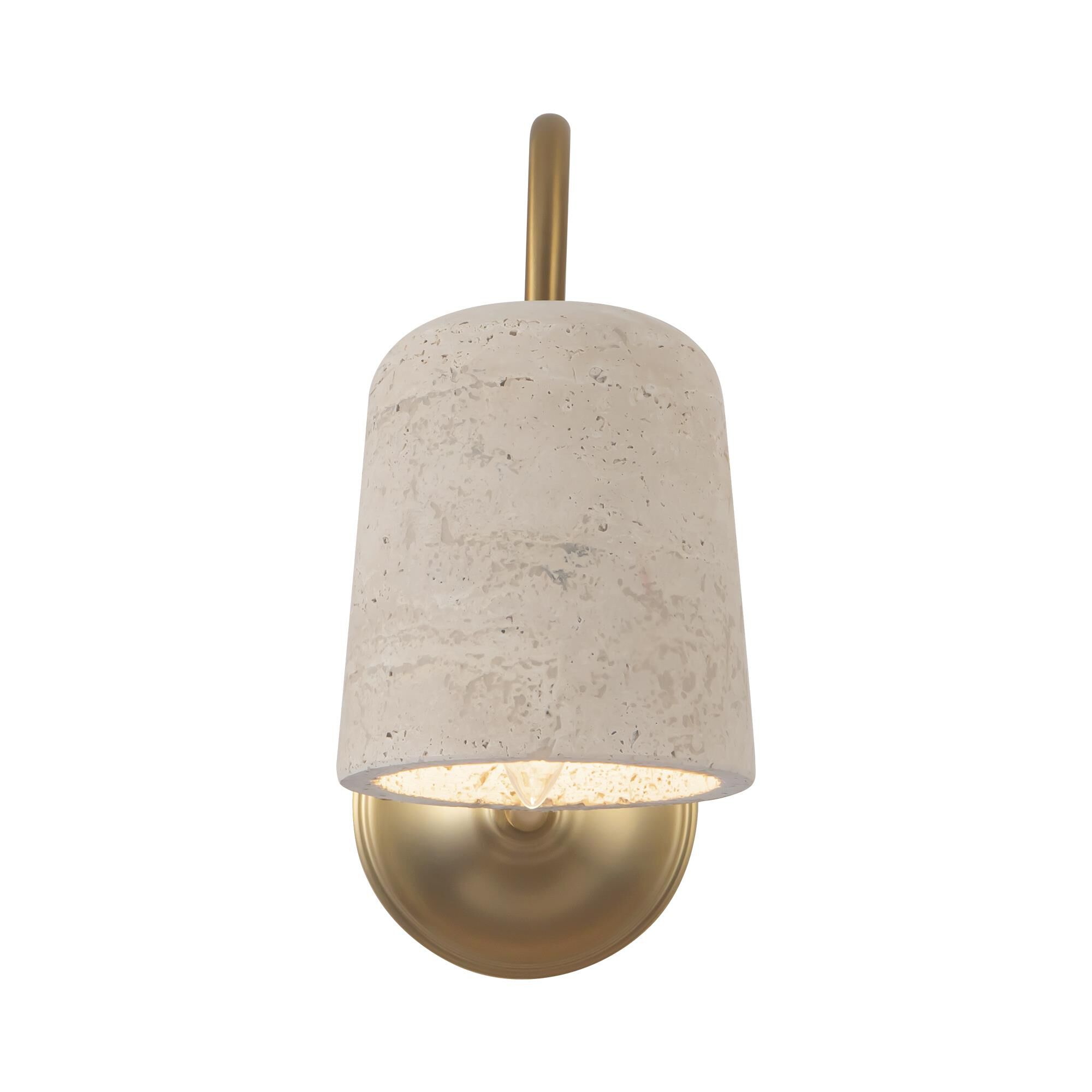 Shown in Brushed Gold and Travertine finish and Stone shade
