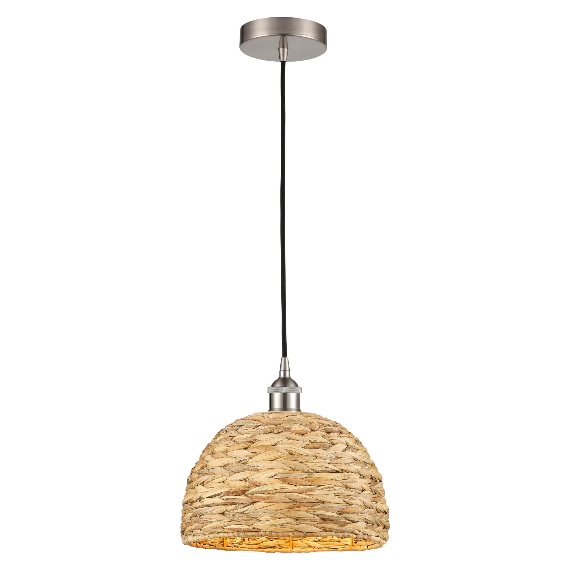 Shown in Brushed Satin Nickel finish and Natural shade