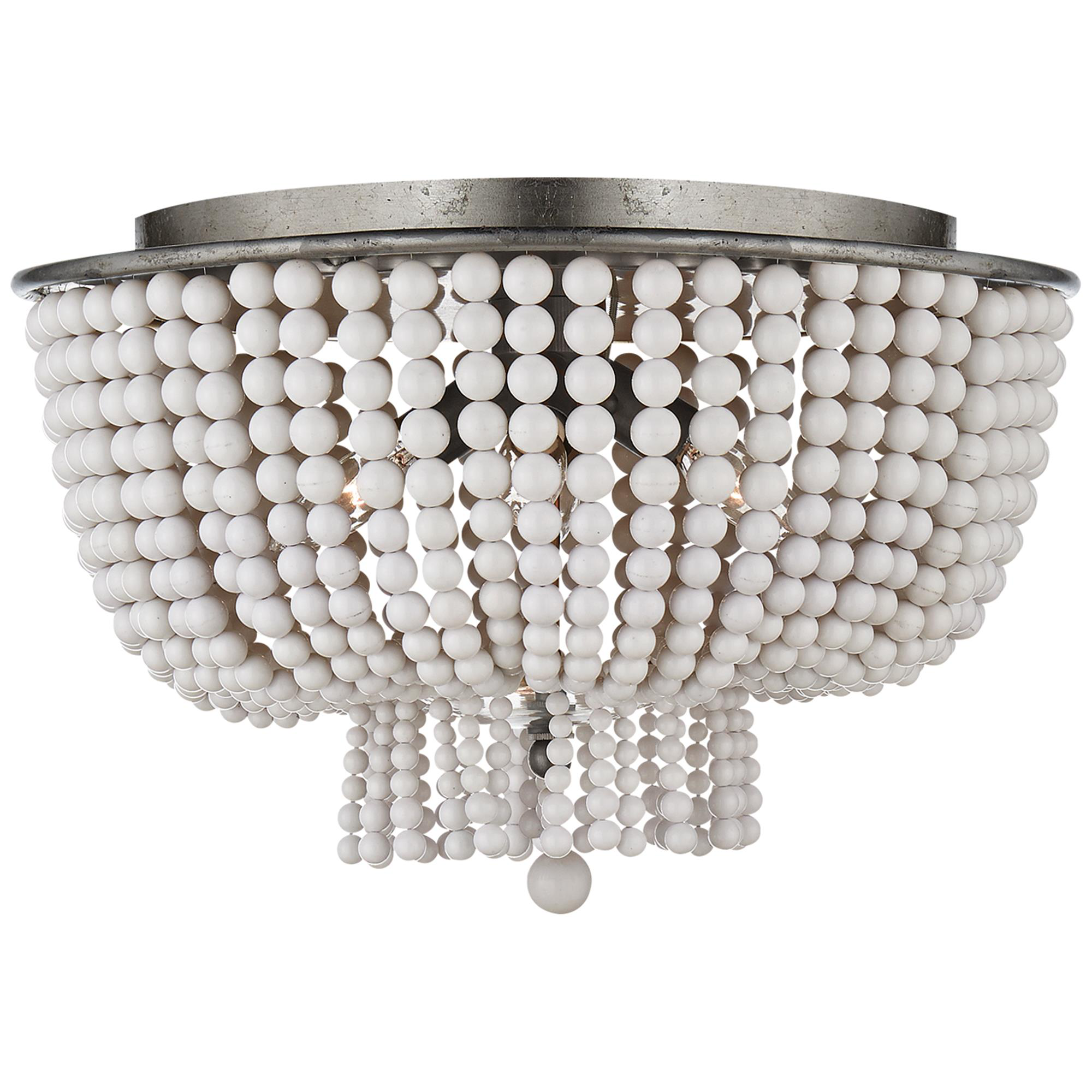 Shown in Burnished Silver Leaf finish and White Acrylic glass and White Acrylic Beads accent