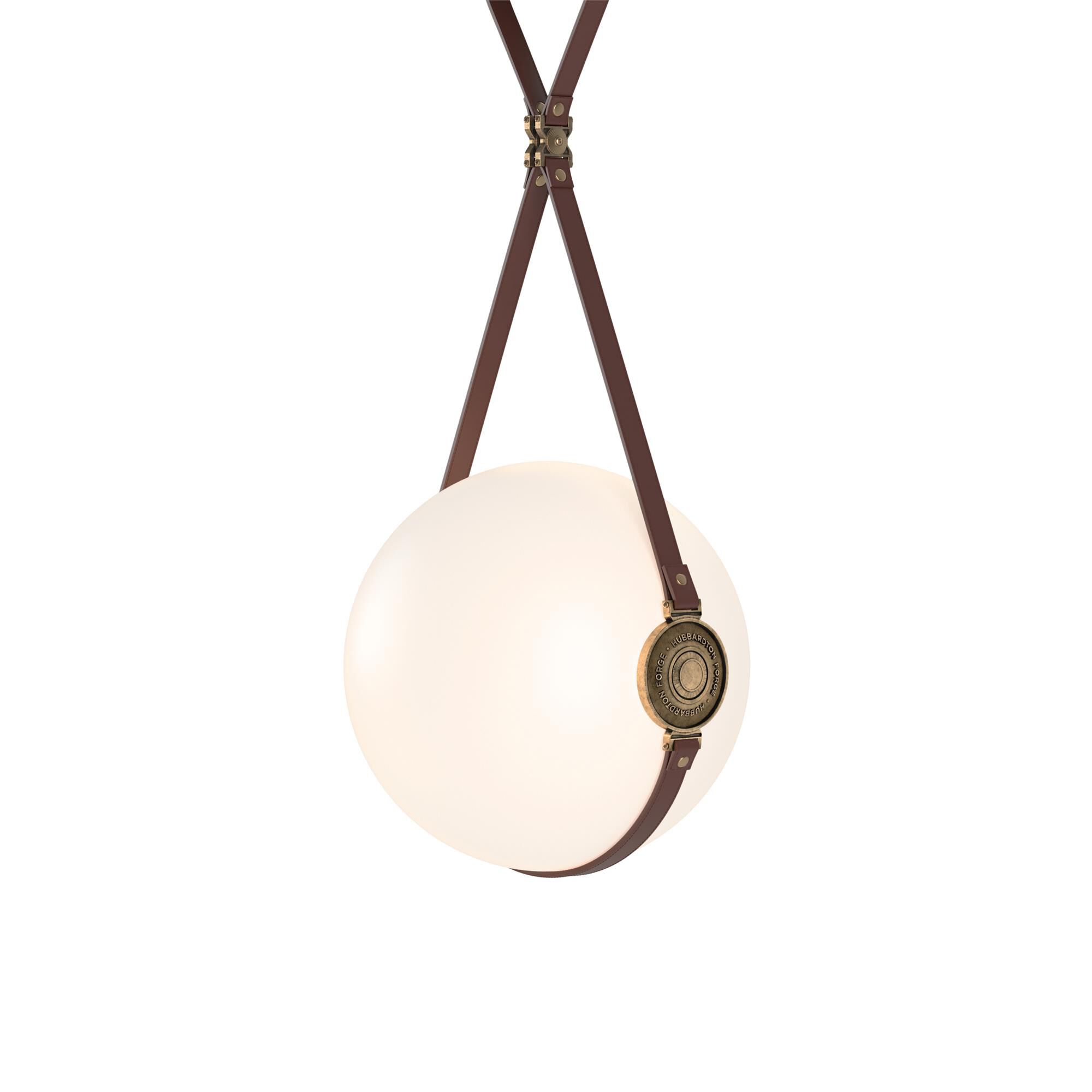 Shown in Antique Brass finish and Opal glass and Hubbardton Forge Logo  accent