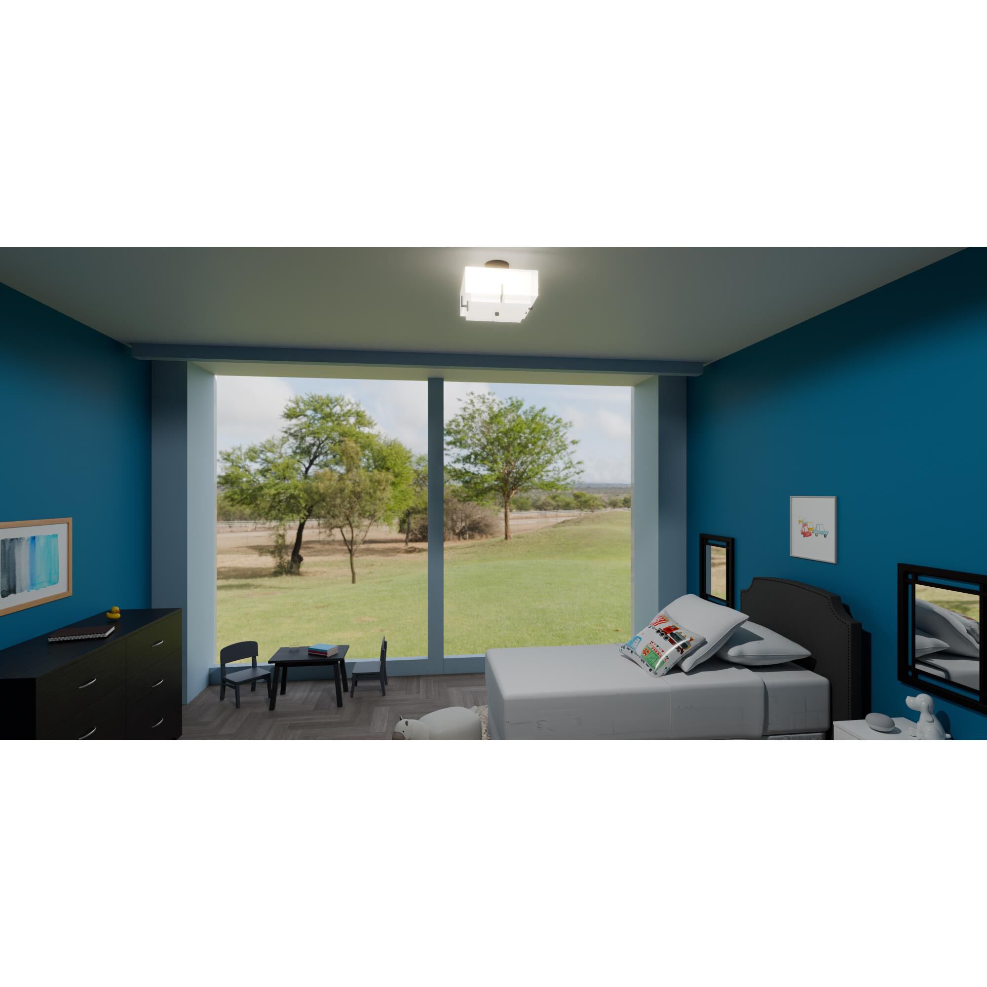 Renzo 14 Inch 2 Light Semi Flush Mount by Quoizel