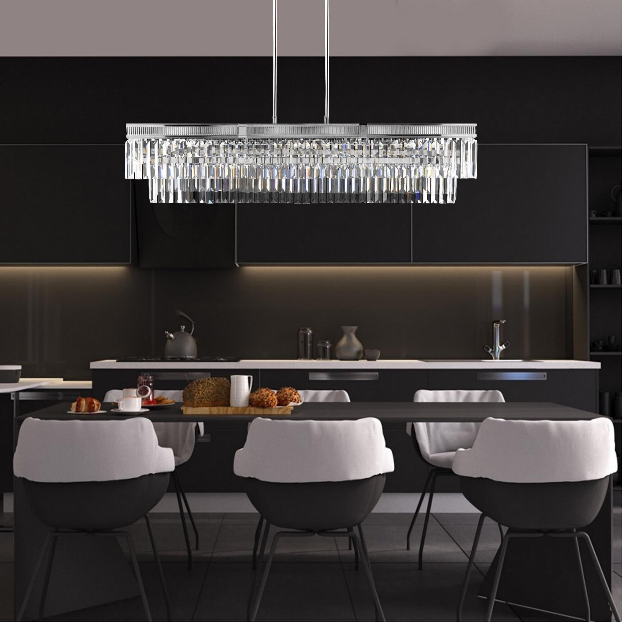 American Brass & Crystal Valencia Modern Linear 16 Inch 12 Light Linear Suspension Light by American Brass and Crystal