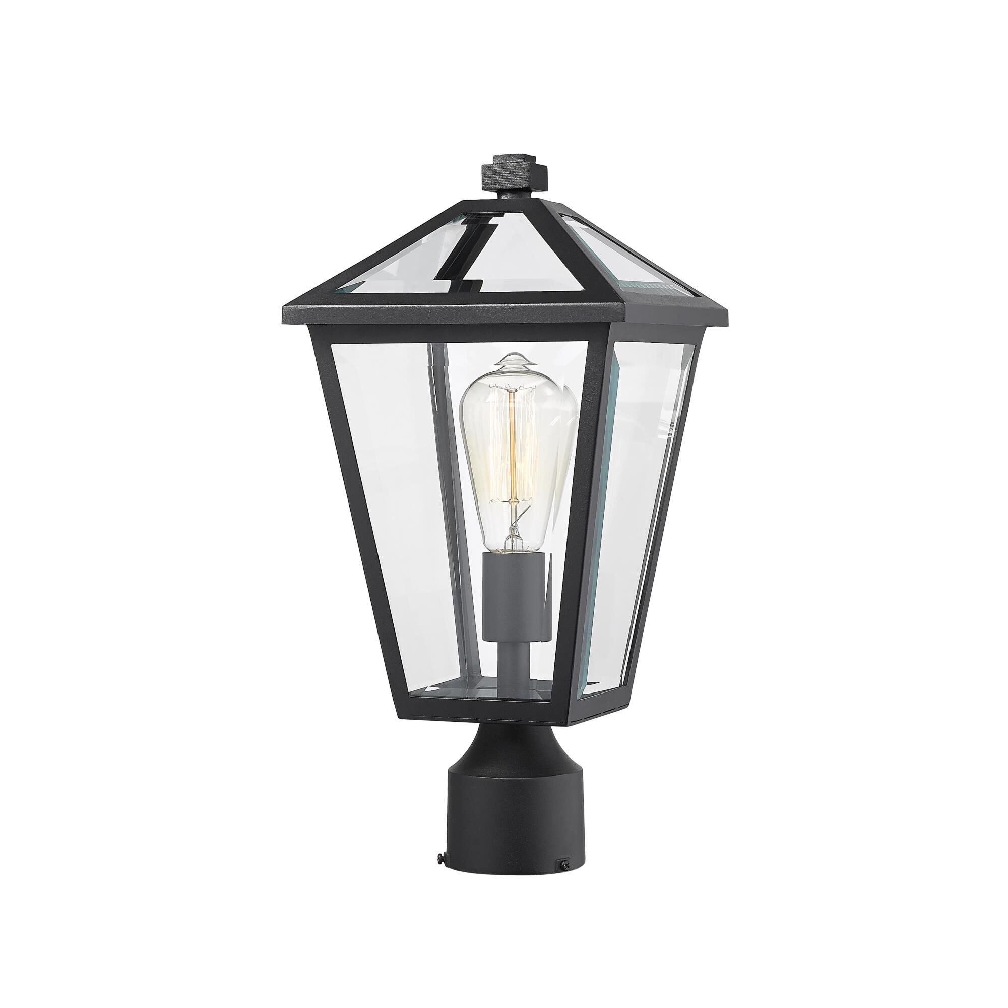 Shown in Black finish and Glass shade