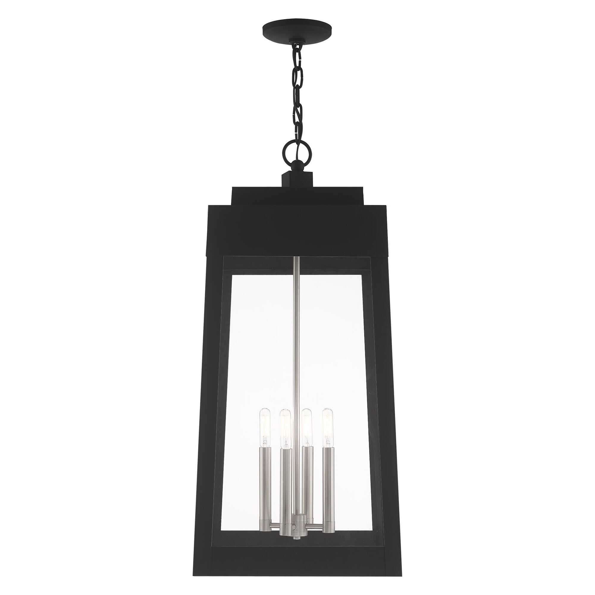 Shown in Black finish and Clear glass