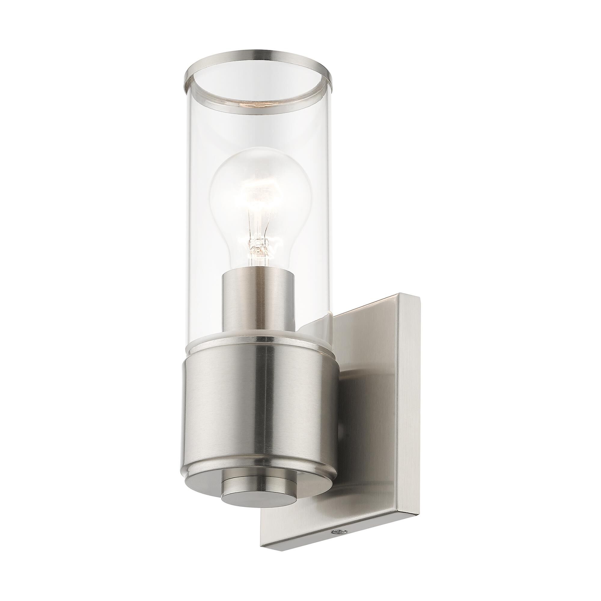 Shown in Brushed Nickel finish and Clear  glass