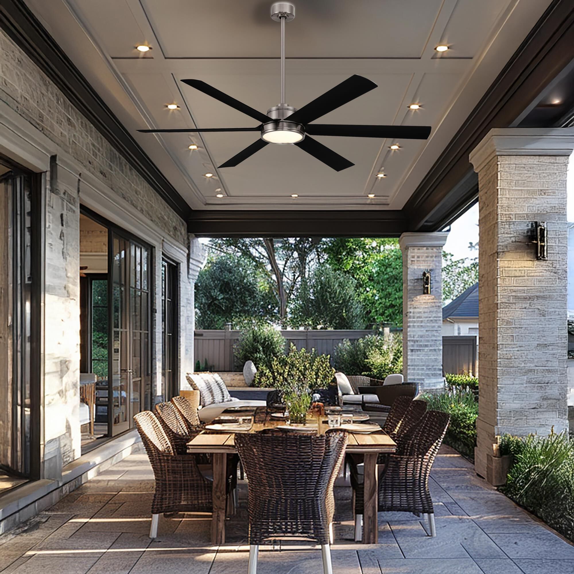 Shown in Brushed Nickel Wet with Coal finish and White Matte PC Lens glass