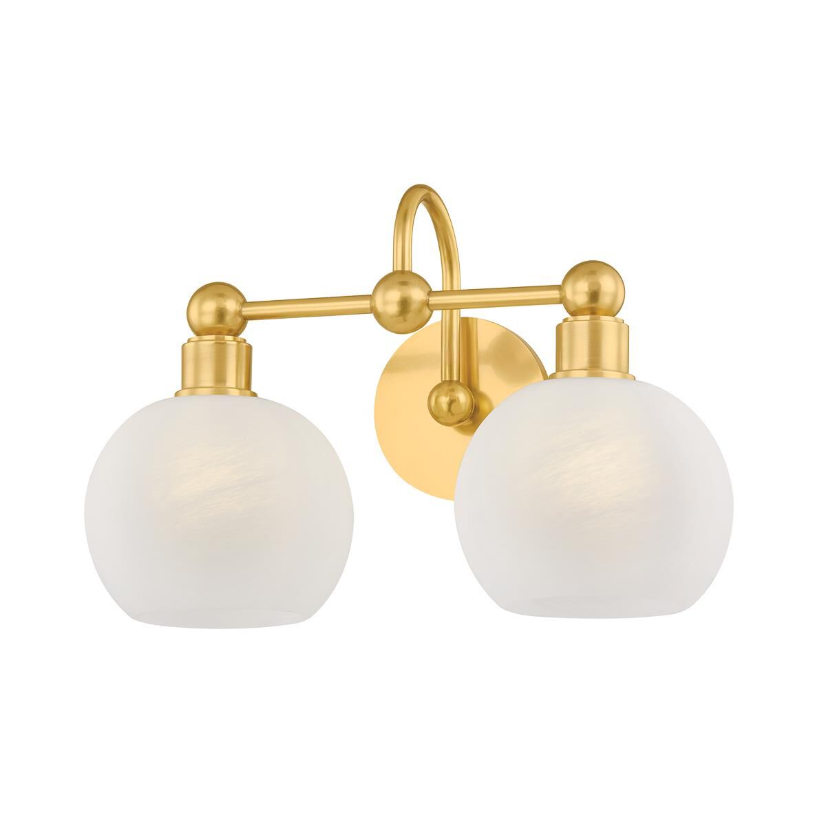 Shown in Aged Brass finish and Matte Cloud glass