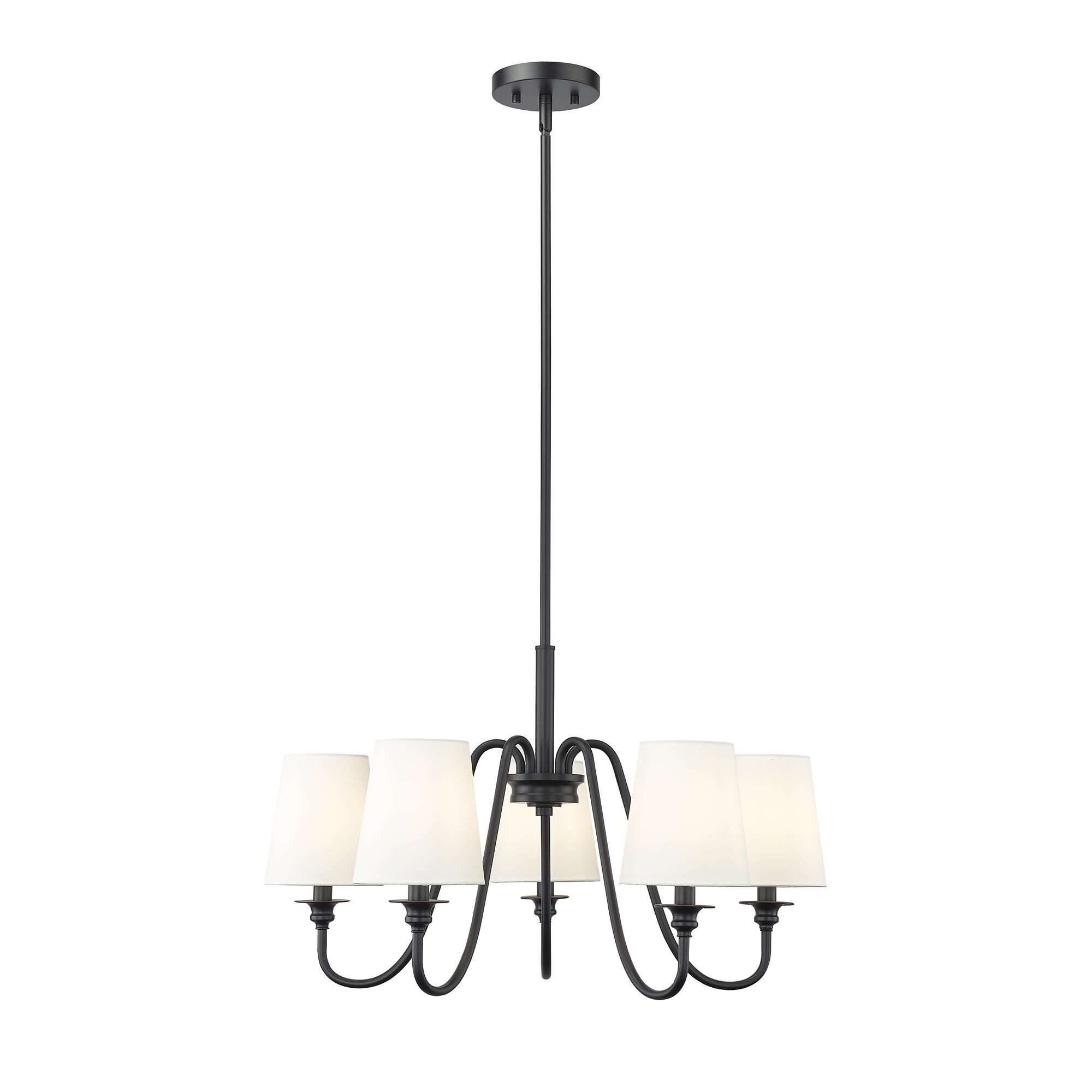 Shown in Matte Black finish and White glass and White shade