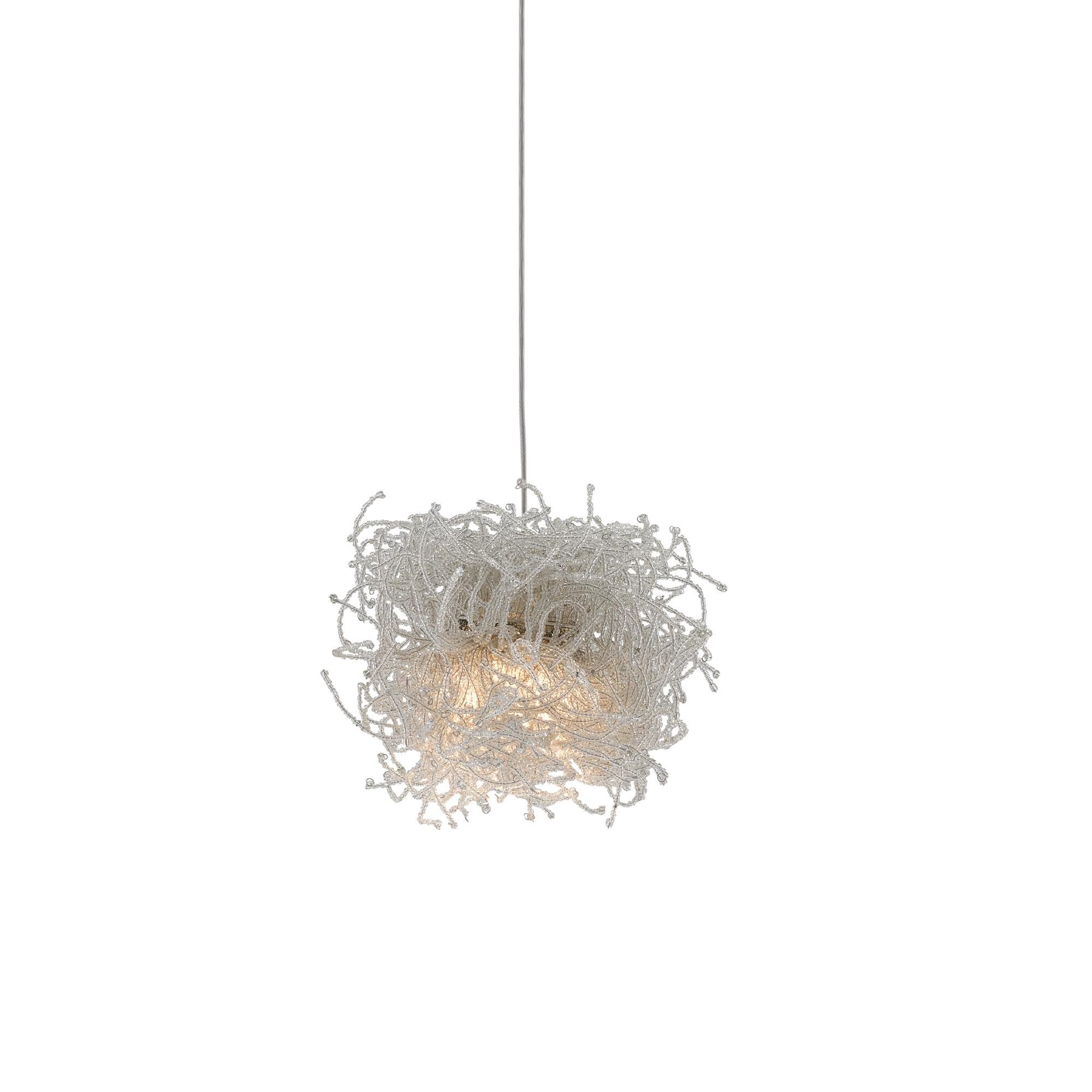 Shown in Painted Silver - Clear finish and Metal - Glass Bead shade
