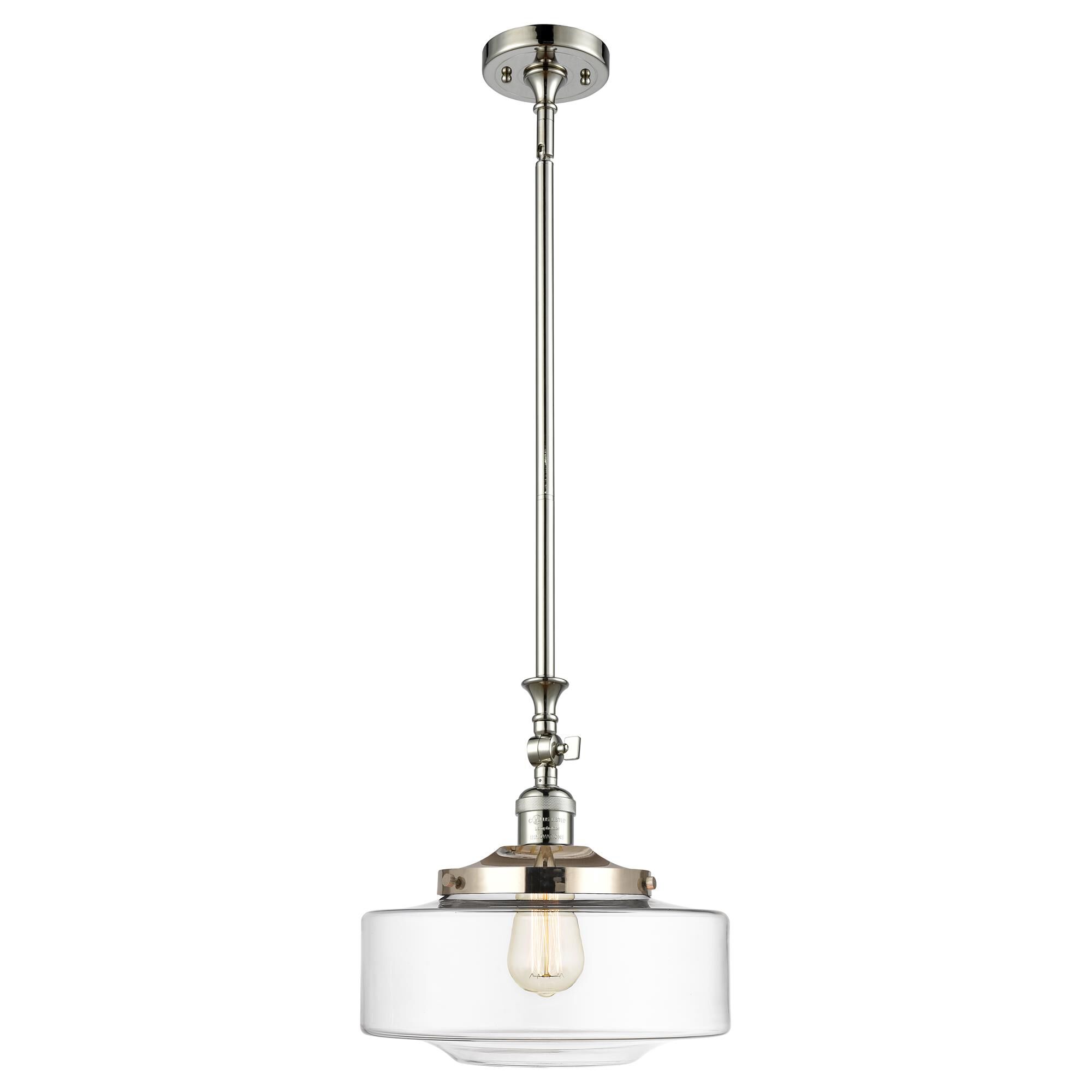 Shown in Polished Nickel finish and Clear Large Bridgeton glass