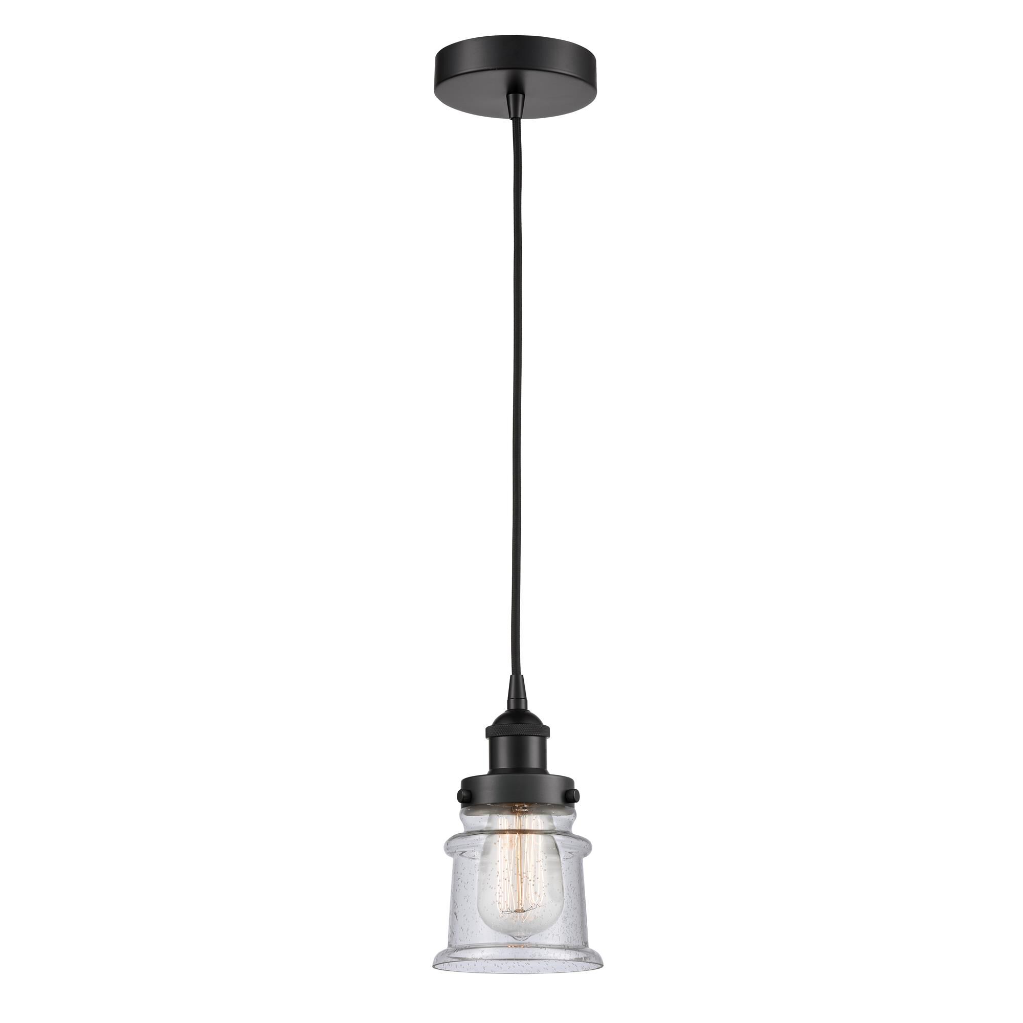 Shown in Matte Black finish and Seedy Small Canton glass