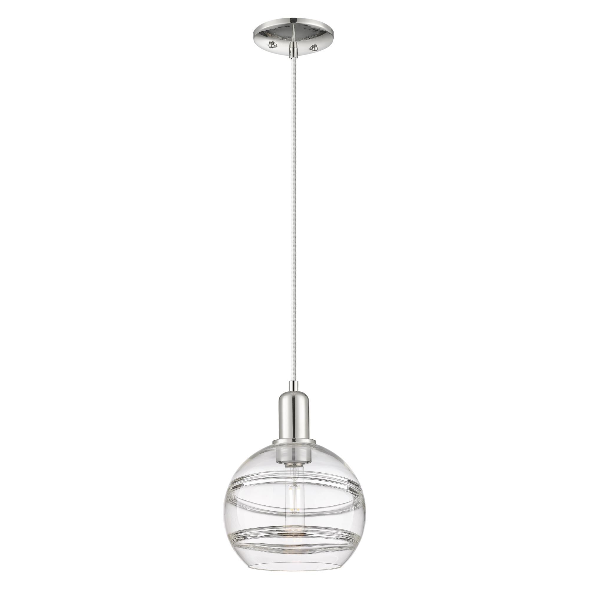 Shown in Polished Nickel finish and Clear glass