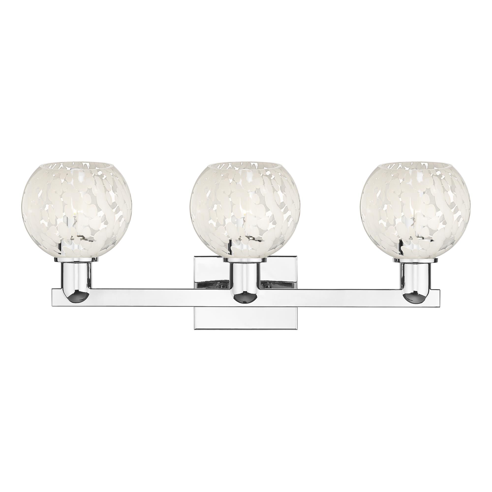 Shown in Polished Chrome finish and White Mouchette glass