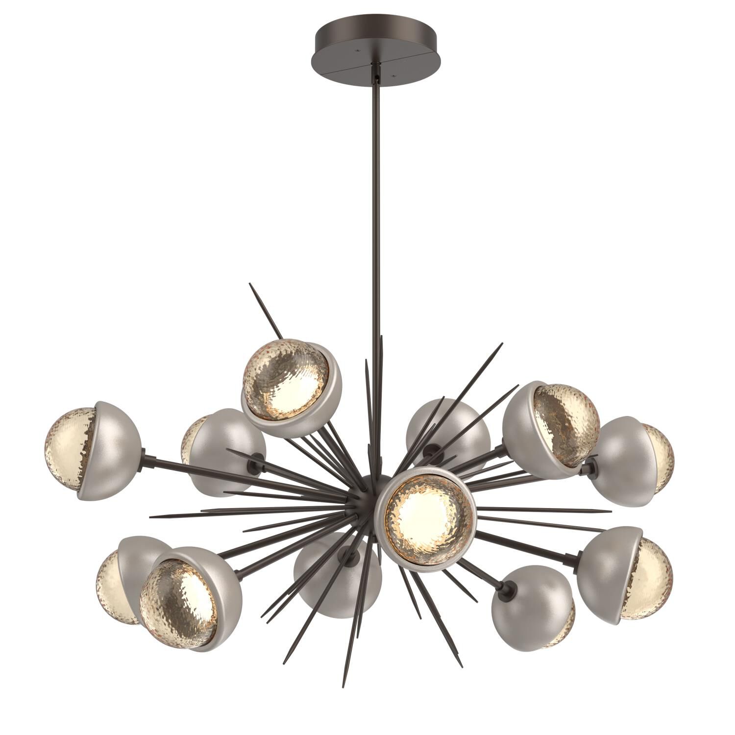 Shown in Flat Bronze finish and Amber glass and Beige Silver accent