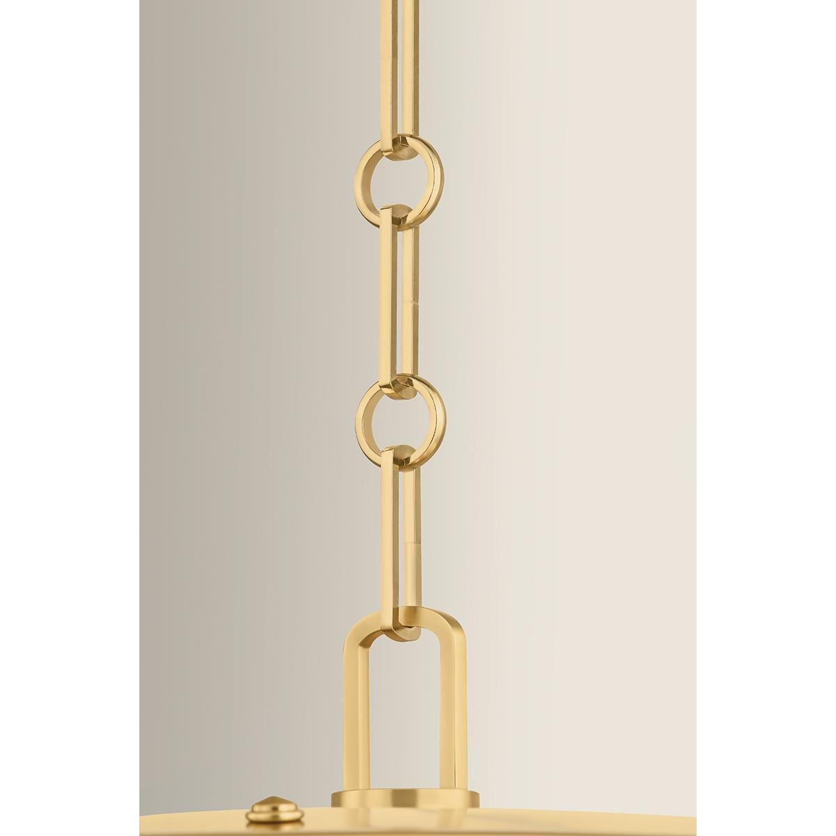 Shown in Aged Brass finish and Ivory Silk shade