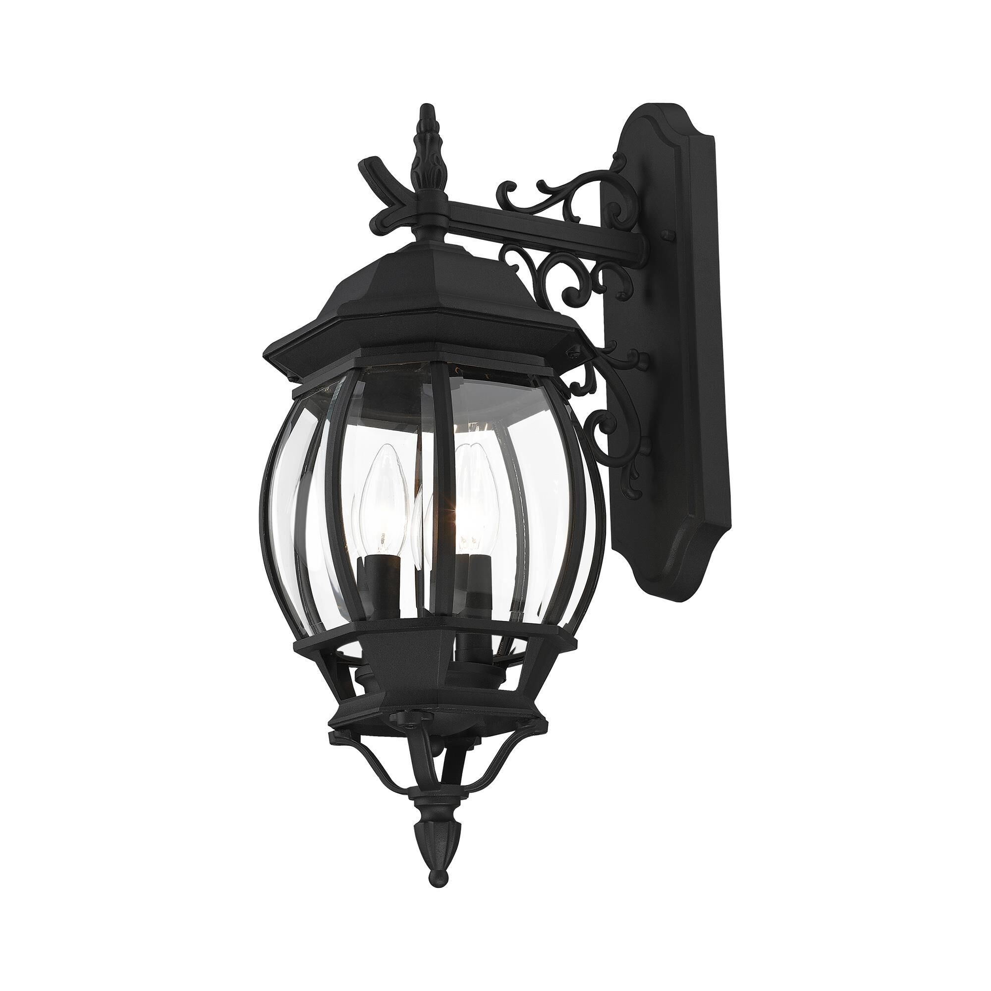 Shown in Textured Black finish and Clear Beveled glass and Clear Beveled Glass shade