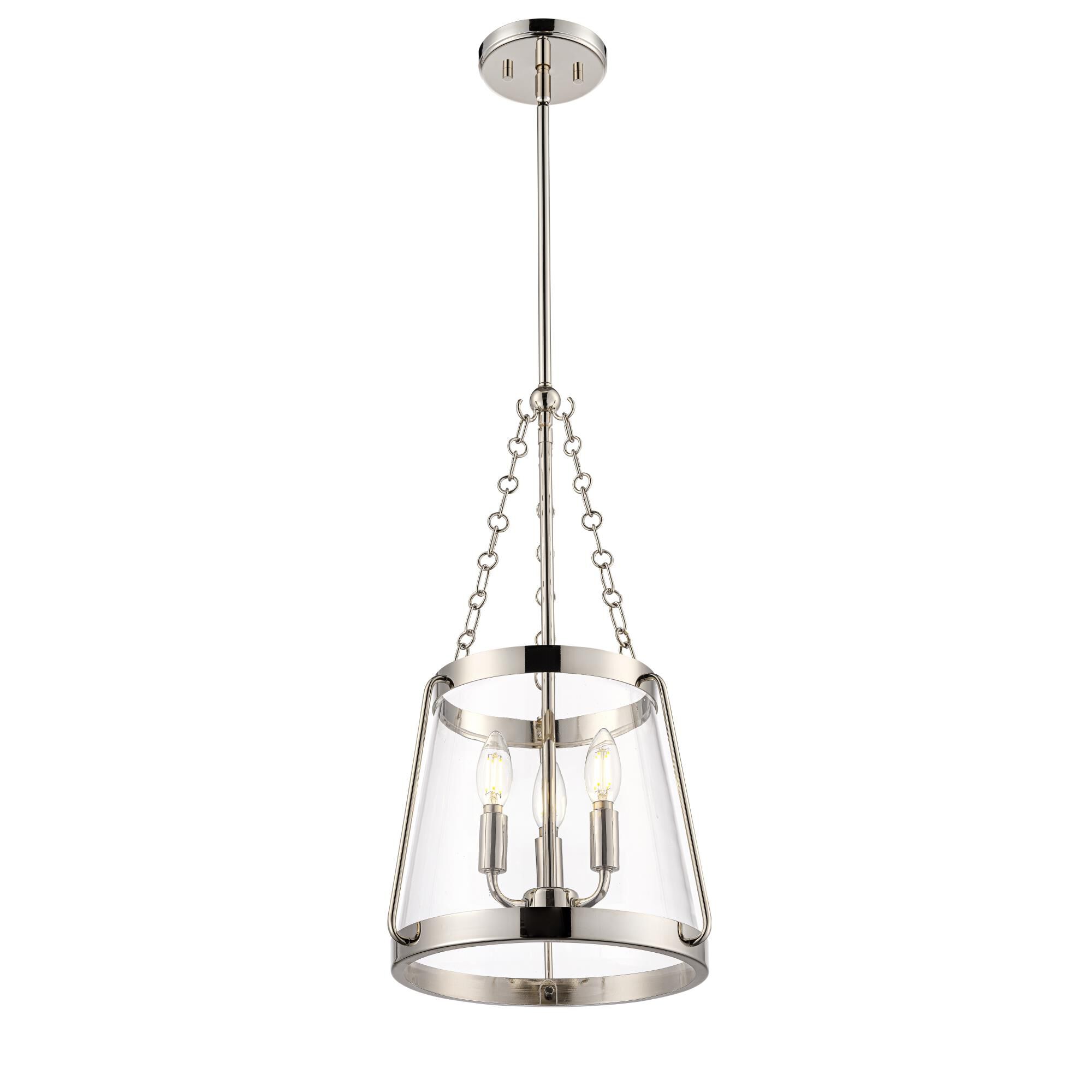 Shown in Polished Nickel finish and Clear glass