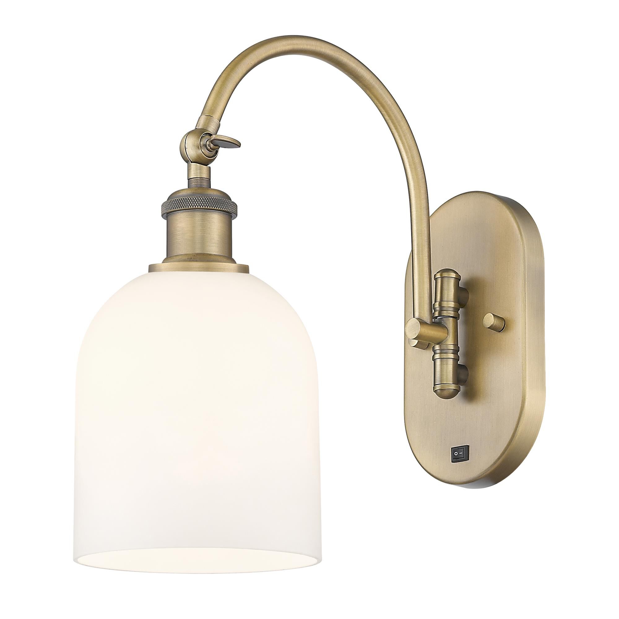 Shown in Brushed Brass finish and Gloss White glass