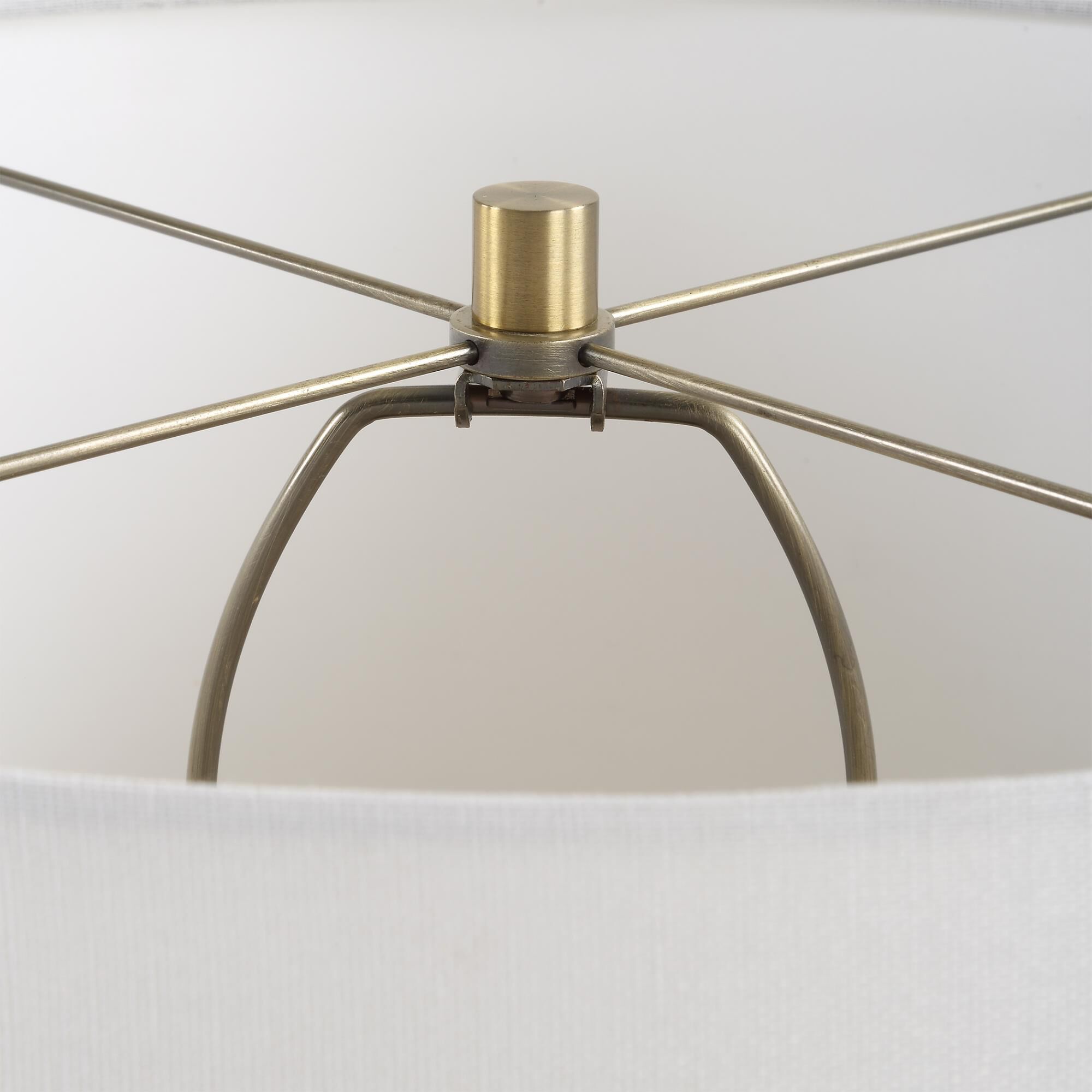 Shown in Brass, Broze, Brown, Gold and Green finish and Round Hardback shade