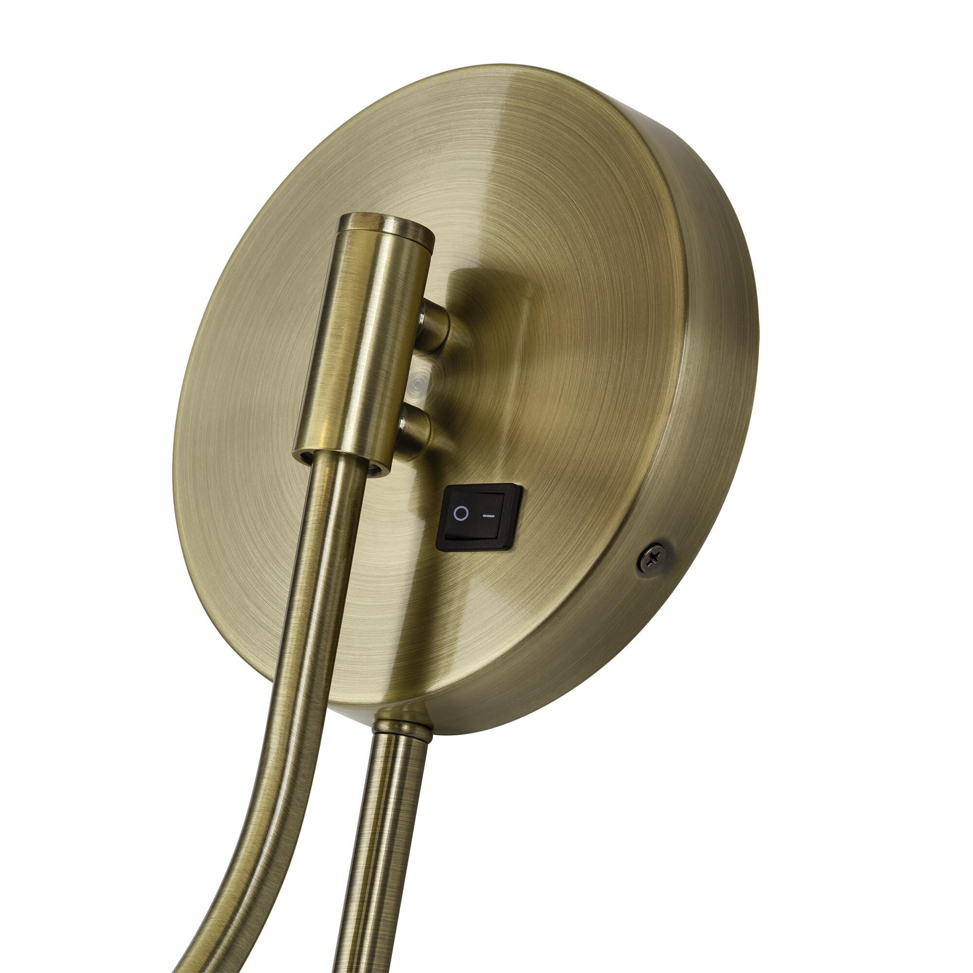 Shown in Antique Brass finish and Hand Crafted Oatmeal Color Fabric with White Color Inside shade