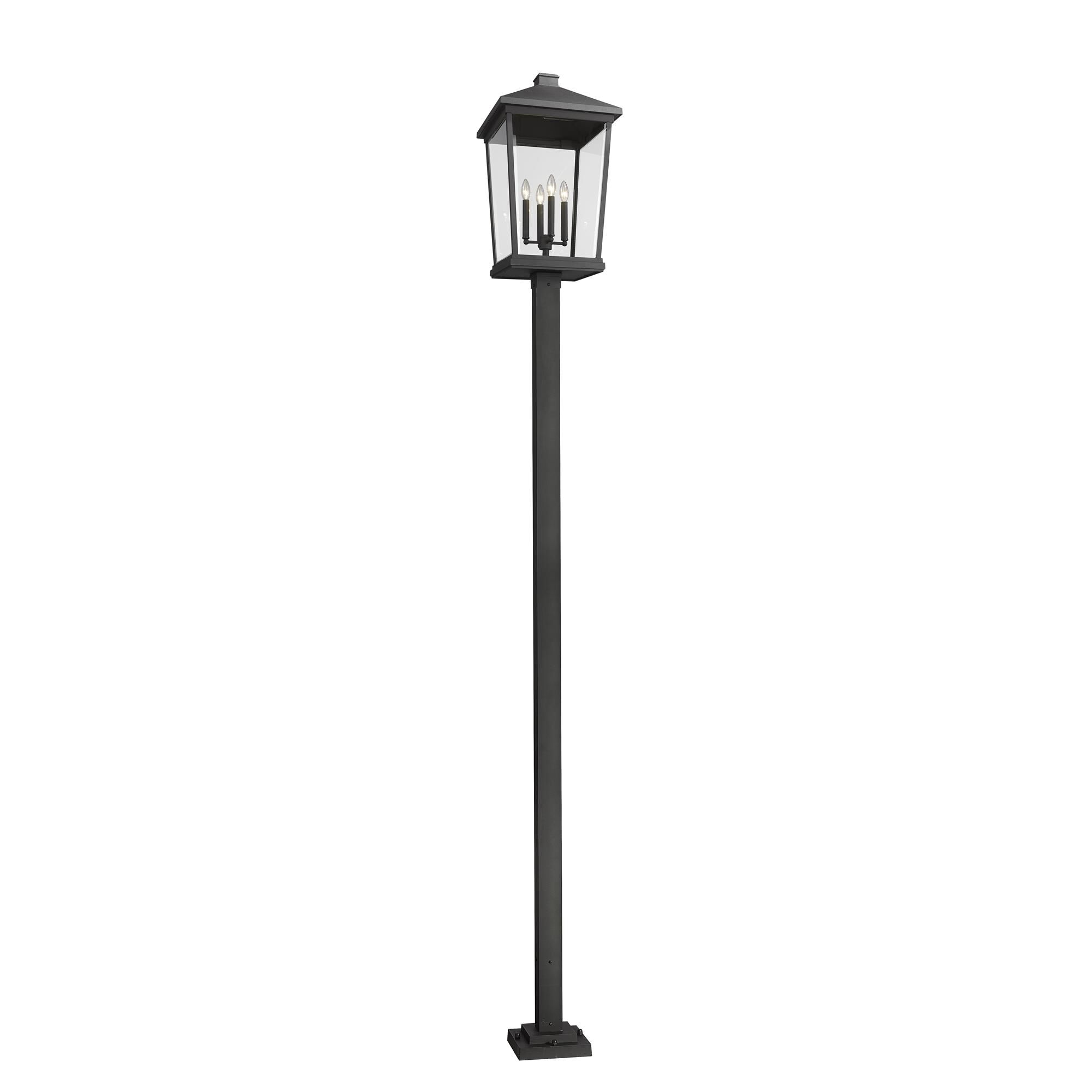 Shown in Black finish and Glass shade