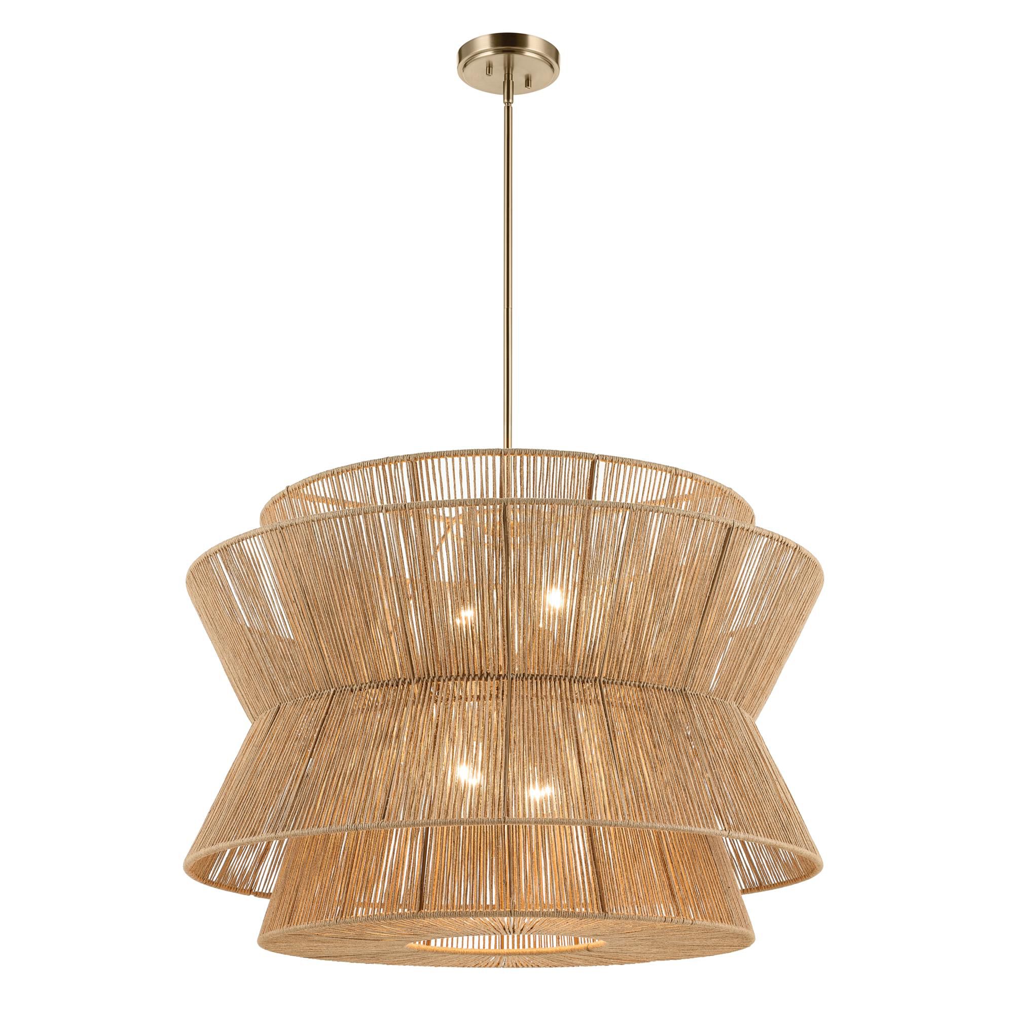 Shown in Champagne Bronze finish and Natural Fibers Textured shade