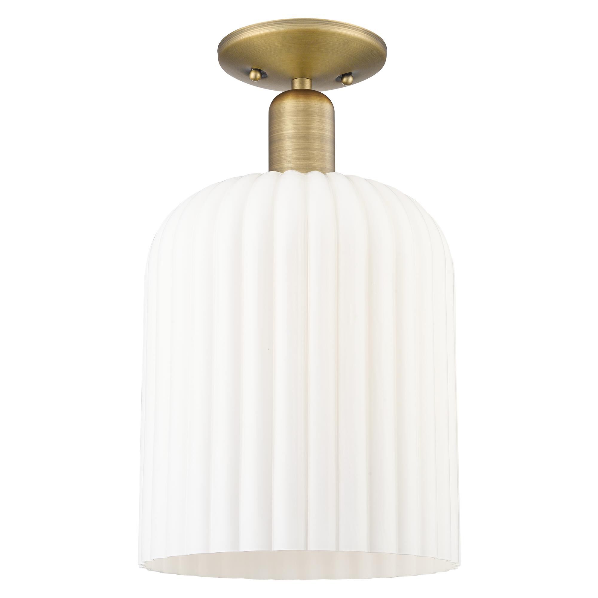 Shown in Brushed Brass finish and Gloss White glass