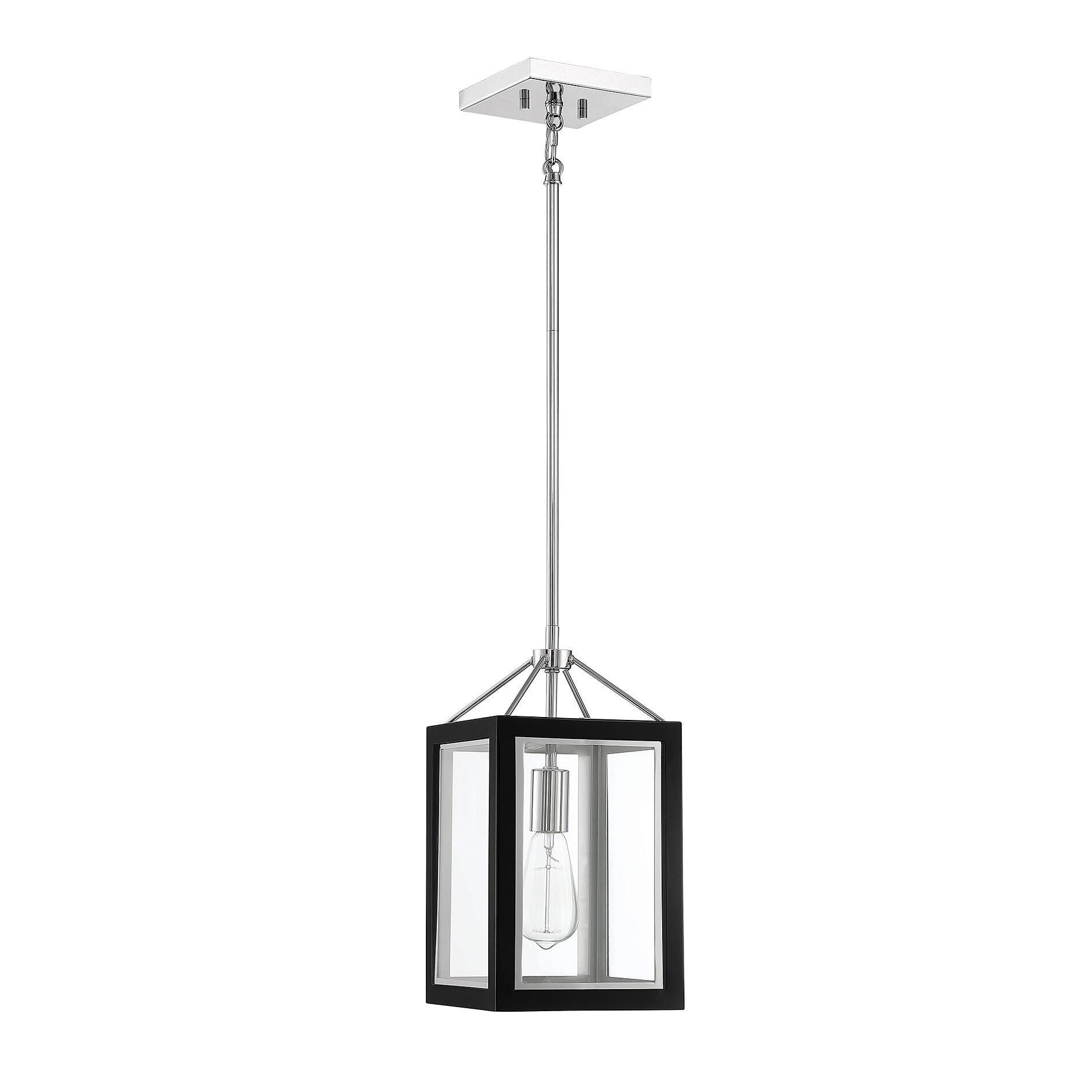 Shown in Black With Polished Nickel Accents finish and Clear glass