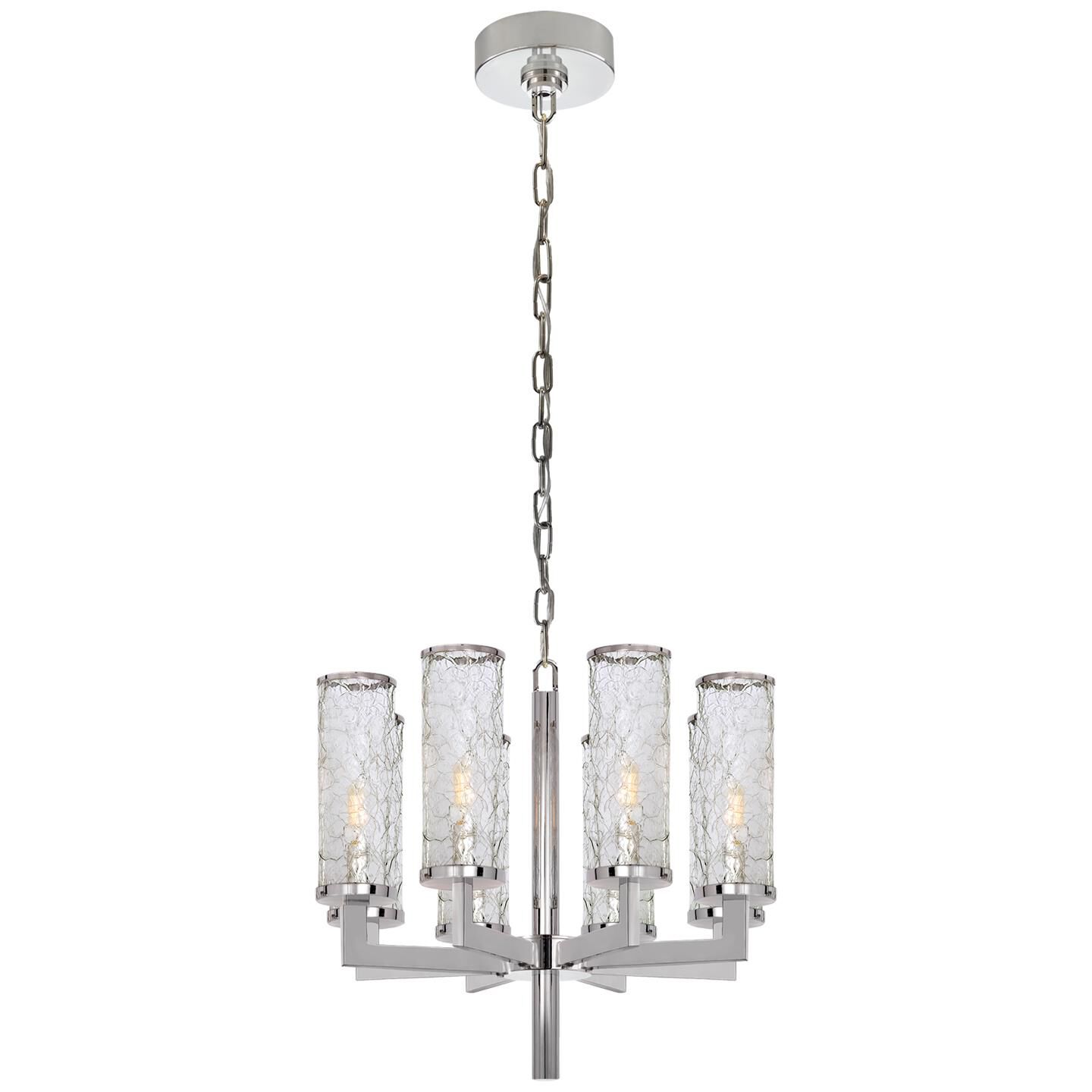Shown in Polished Nickel finish and Crackle glass
