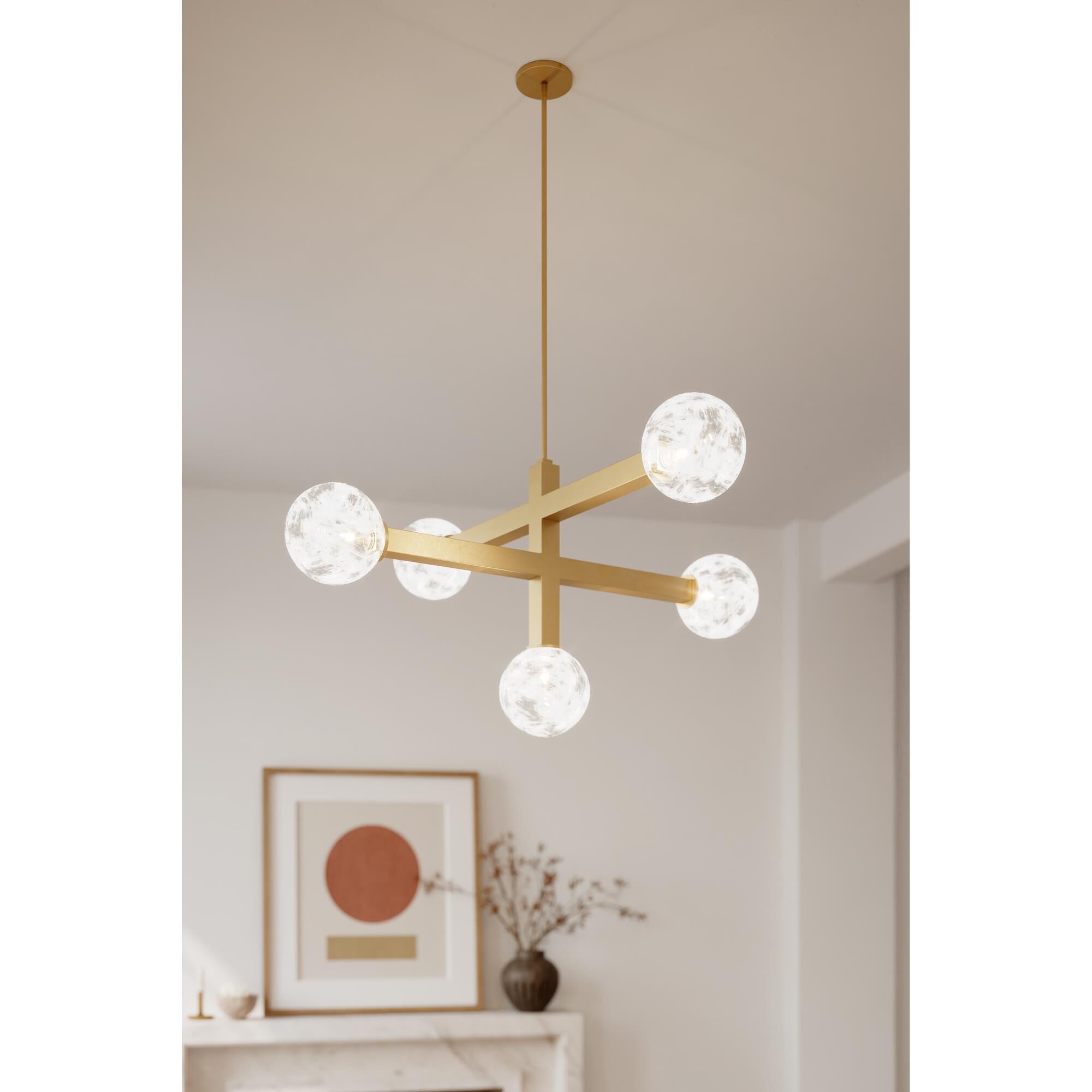 Shown in Legacy Brass finish and White Bubble glass