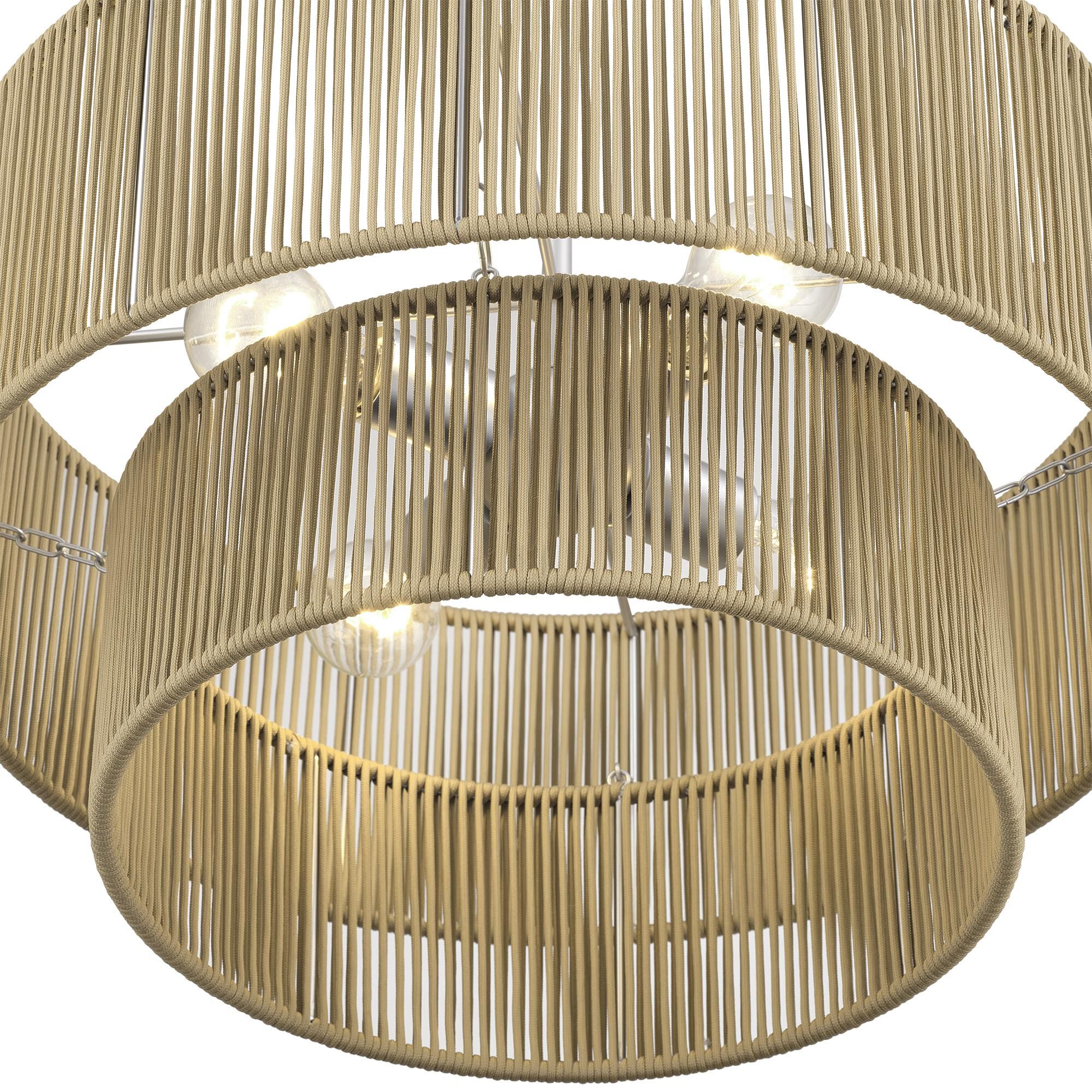 Shown in Painted Nickel finish and Hand-Woven Venetian Gold Color Polyester Rope shade