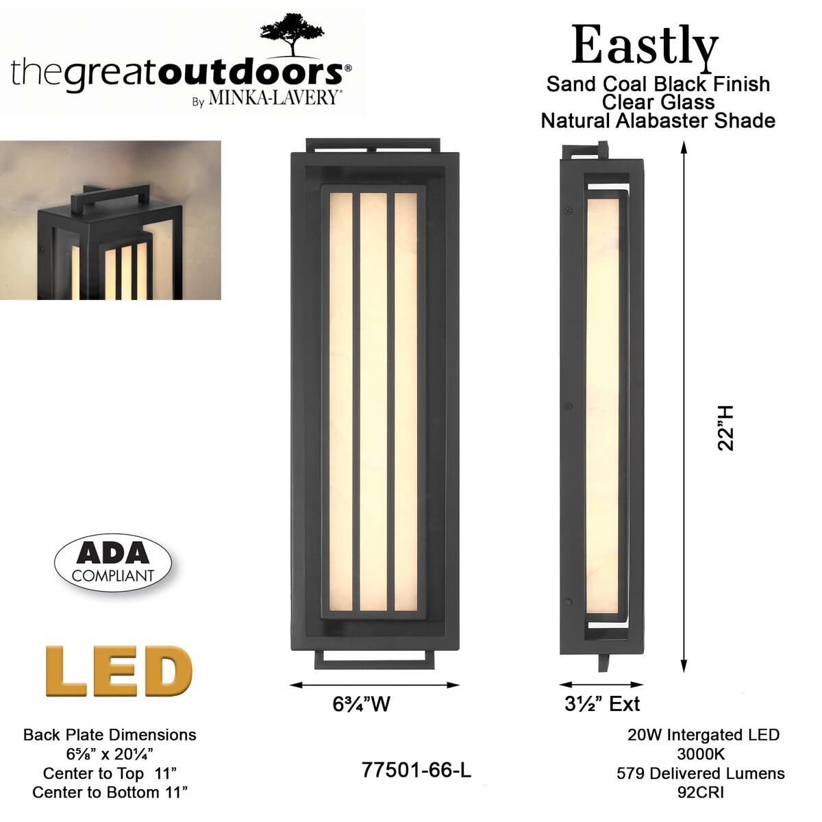 Shown in Sand Coal finish and Alabaster shade