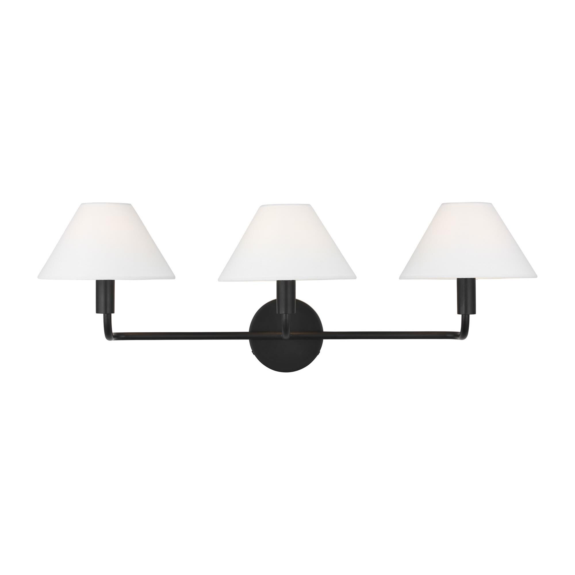 Shown in Aged Iron finish and White Linen shade