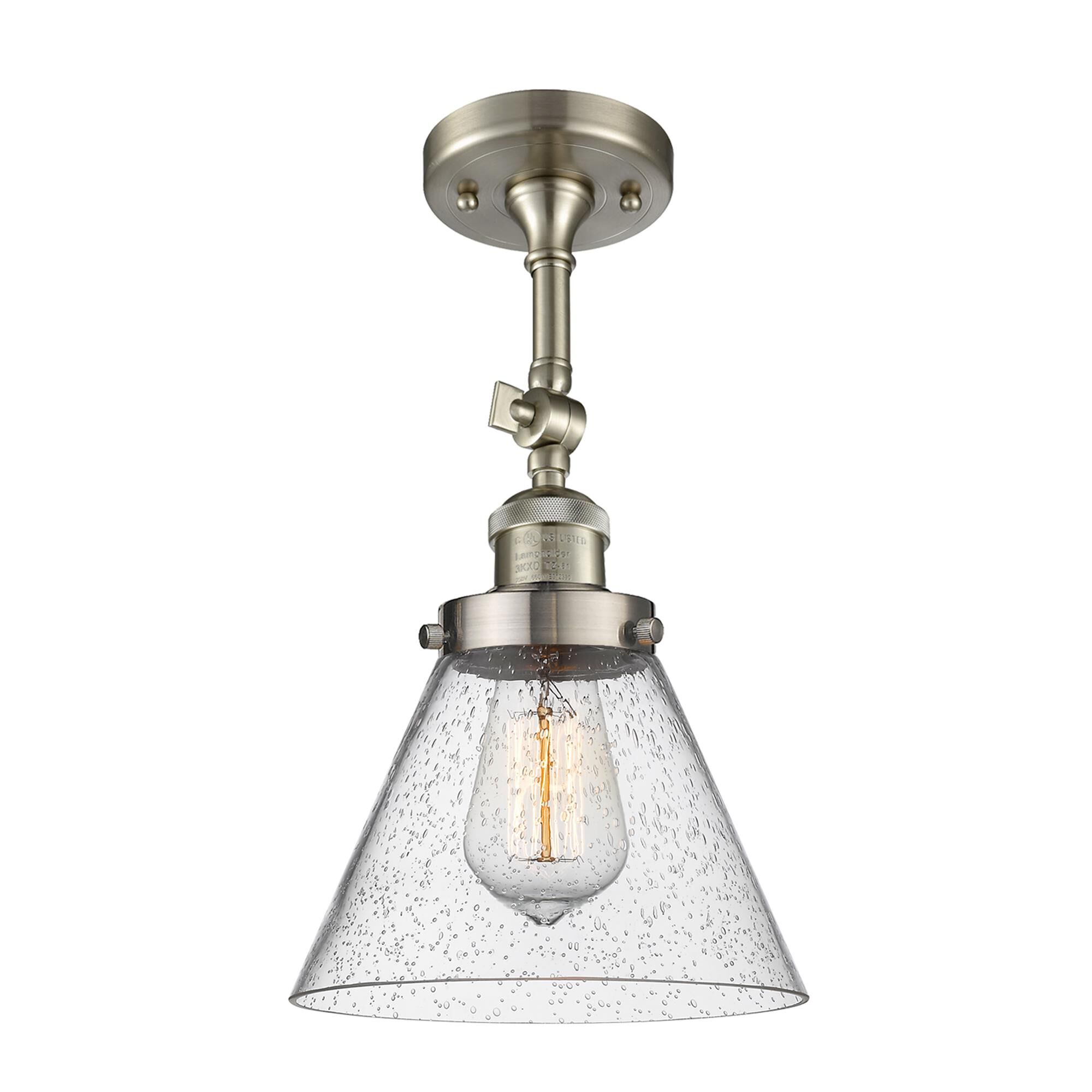 Shown in Brushed Satin Nickel finish and Seedy glass