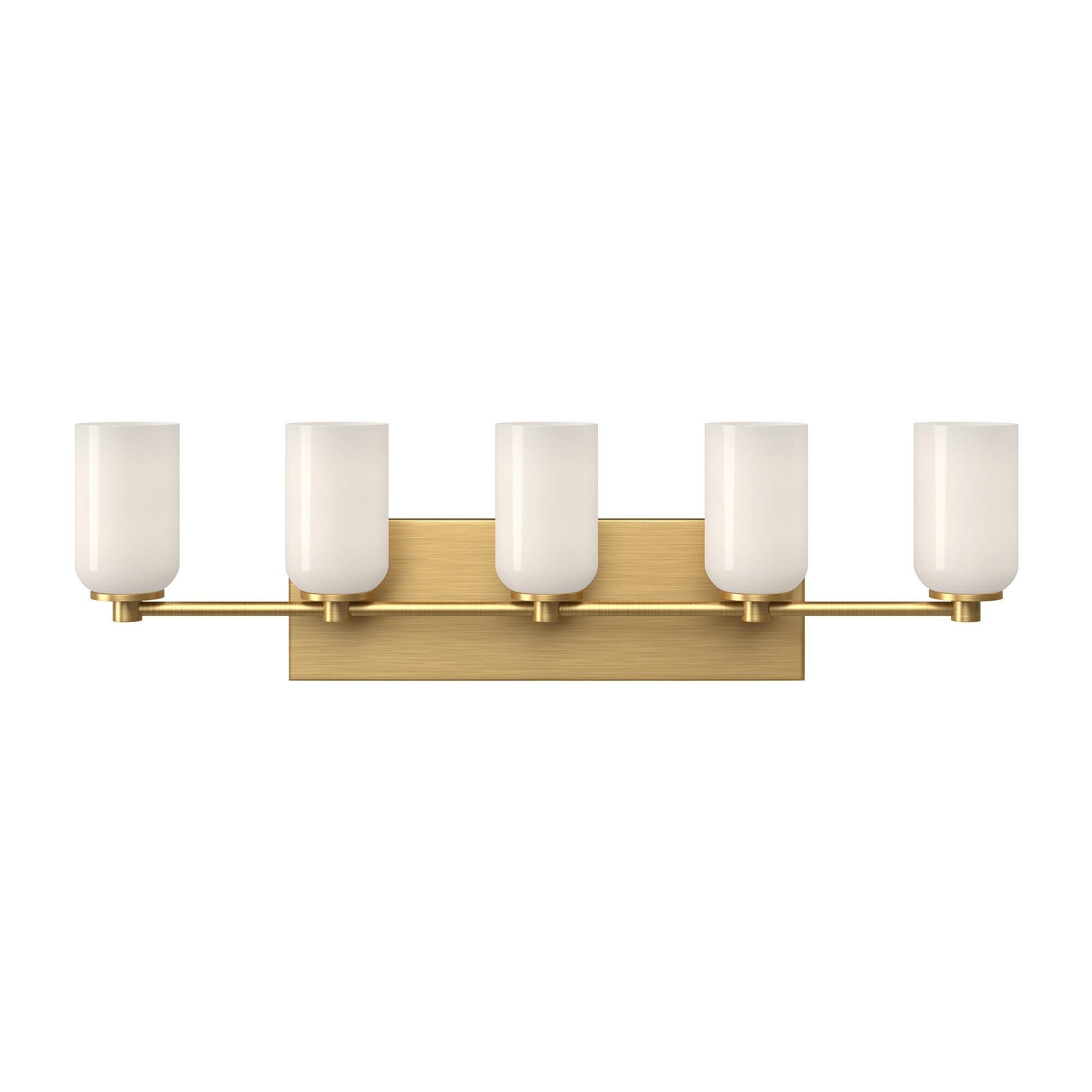 Shown in Brushed Gold finish and Glossy Opal glass
