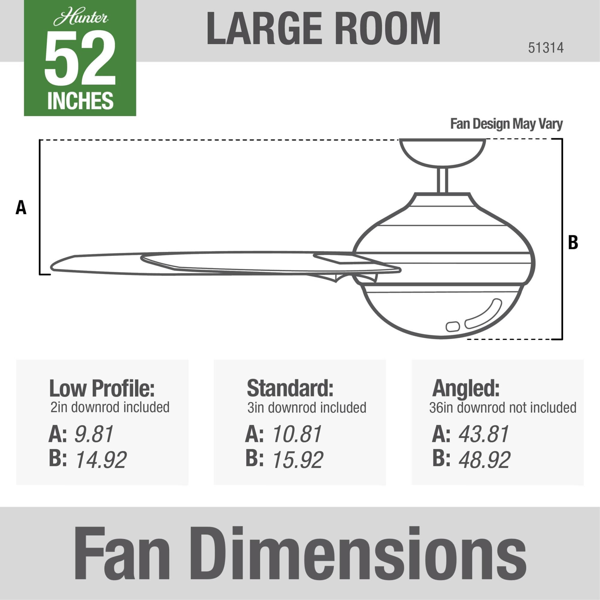 Aerodyne 52 Inch Ceiling Fan with Light Kit by Hunter Fan