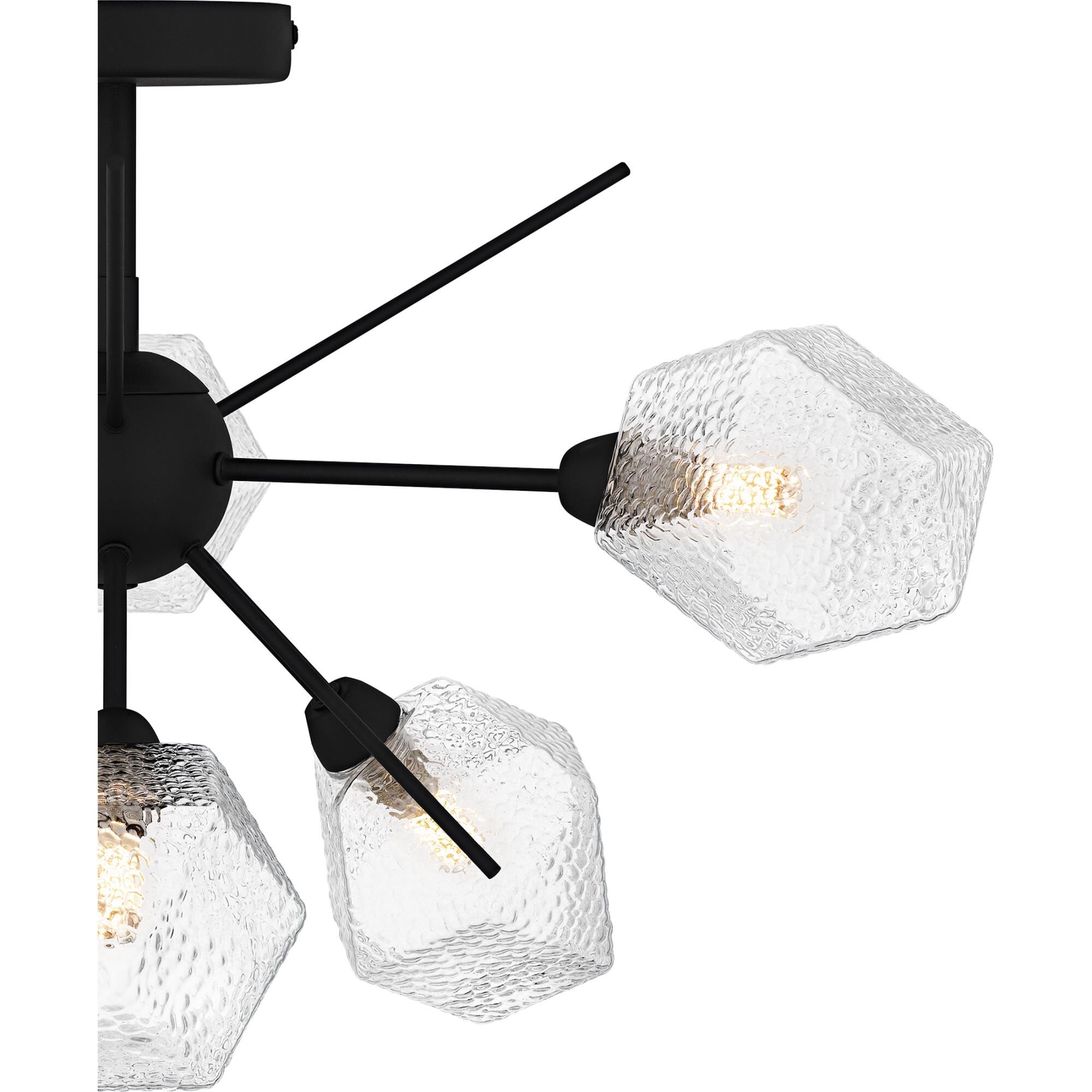 Shown in Earth Black finish and Clear Textured Glass shade