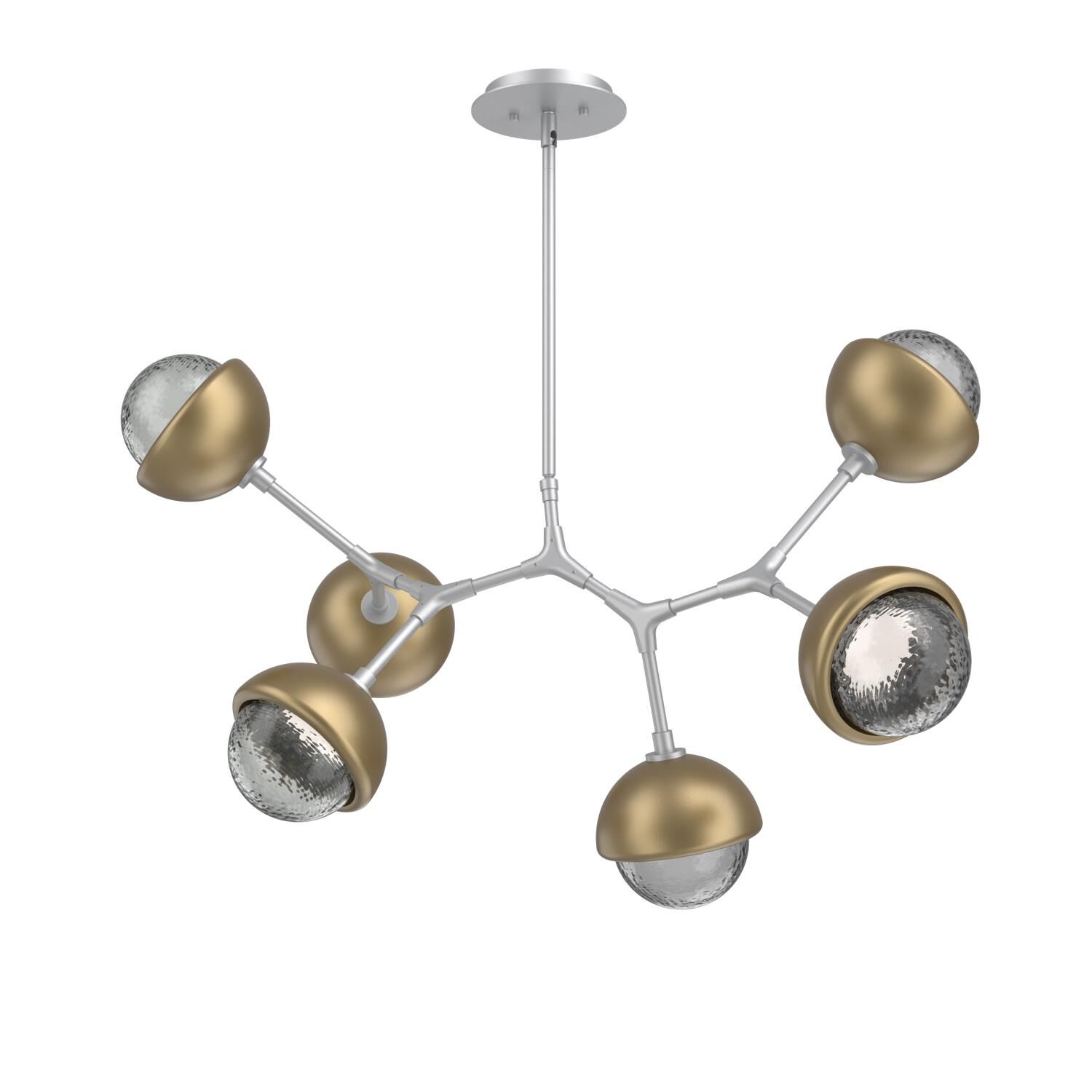 Shown in Classic Silver finish and Smoke glass and Gilded Brass accent