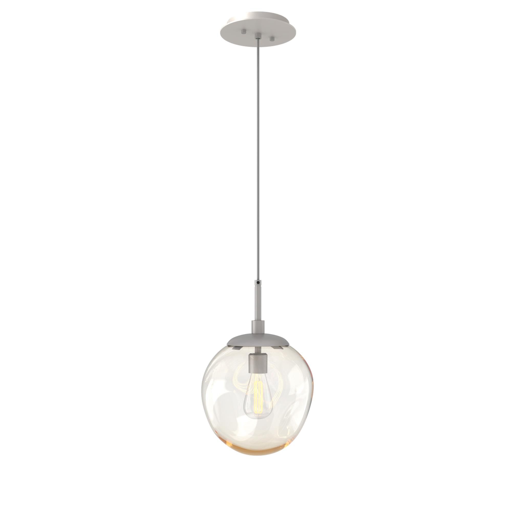 Shown in Metallic Beige Silver finish and Blown Amber glass