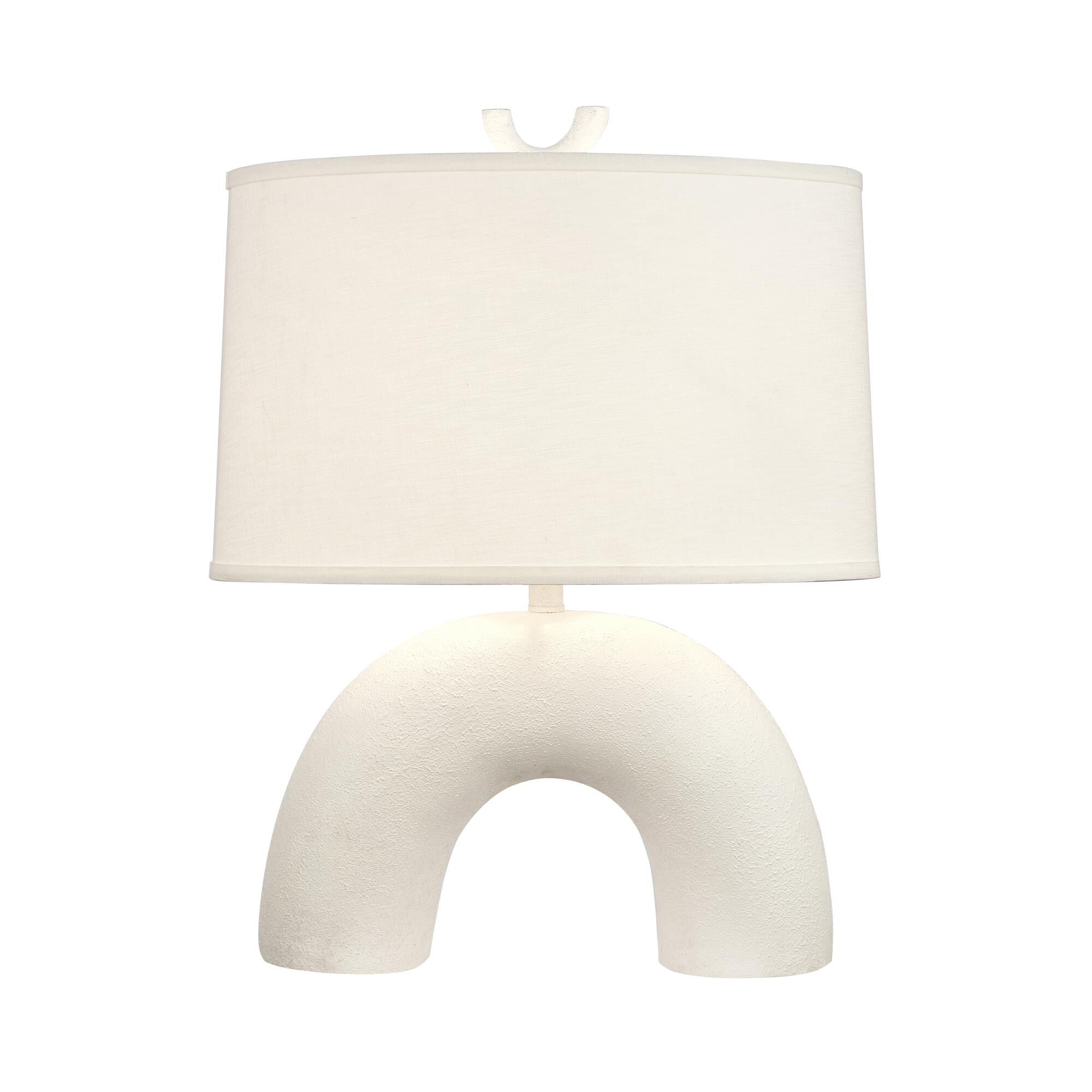 Shown in Dry White finish and White Linen Oval Shade glass and White Linen Oval shade