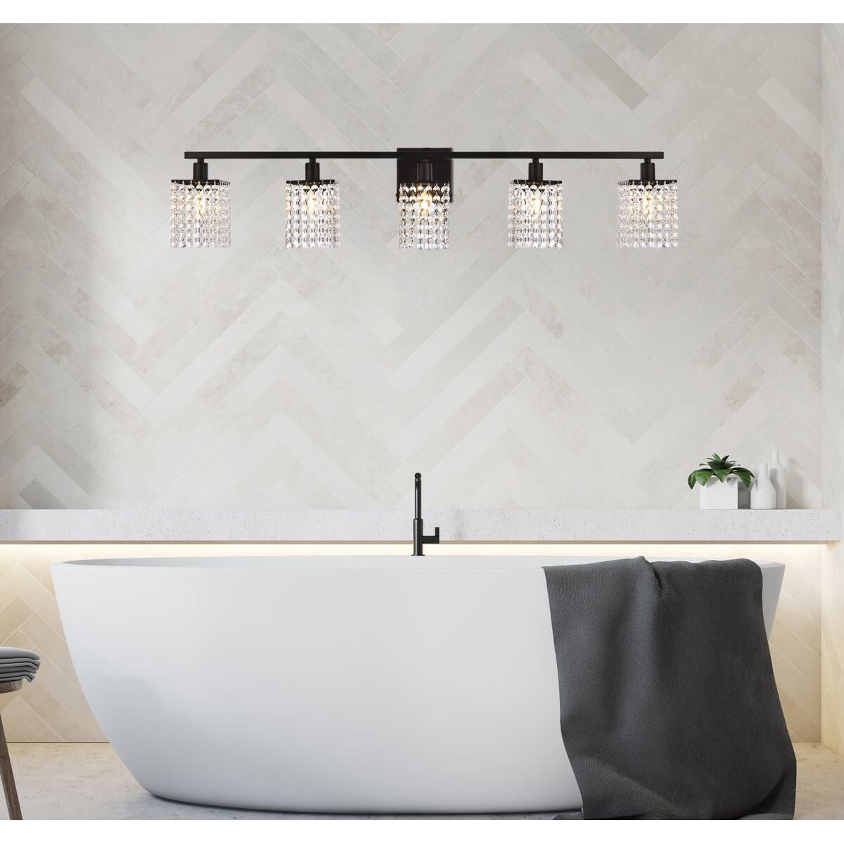 Shown in Black finish and Royal Cut Clear crystal