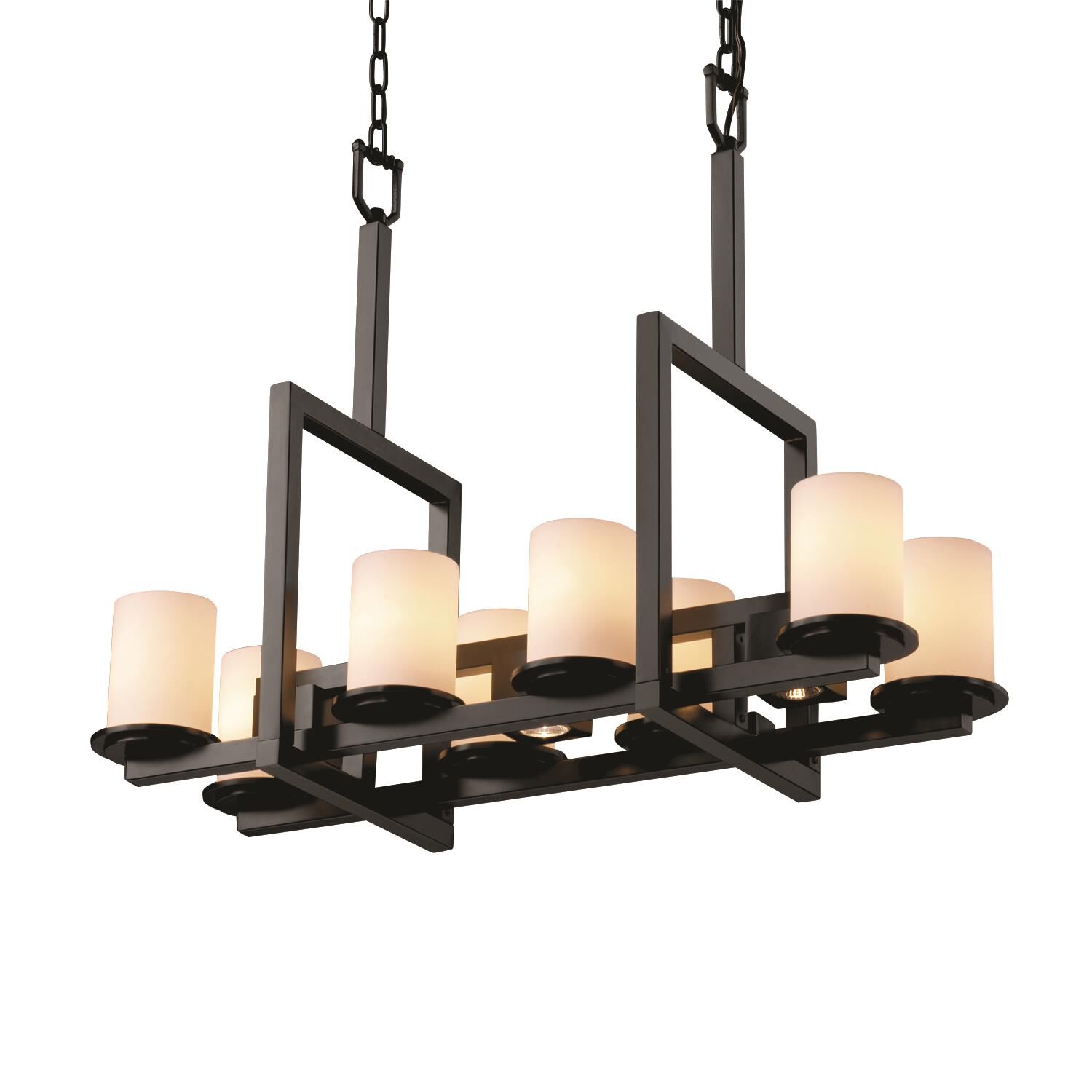 Shown in Matte Black finish and Artisan glass and Cylinder with Flat Rim (FSN) shade