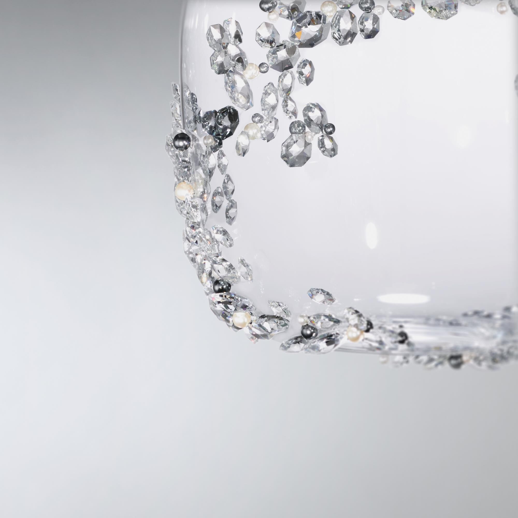 Shown in Polished Chrome finish and Radiance crystal and Crystal glass