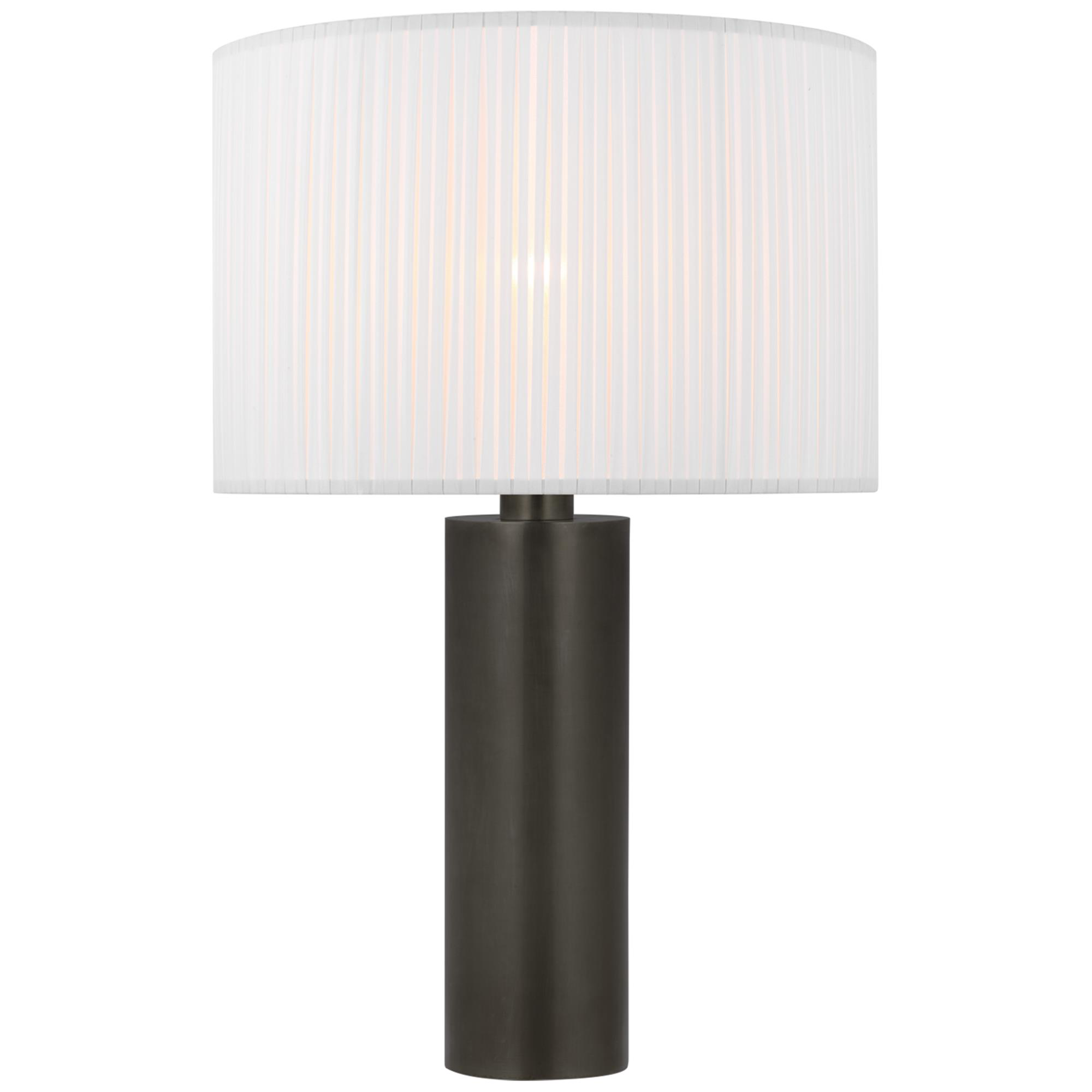 Shown in Bronze finish and Silk Pleat shade