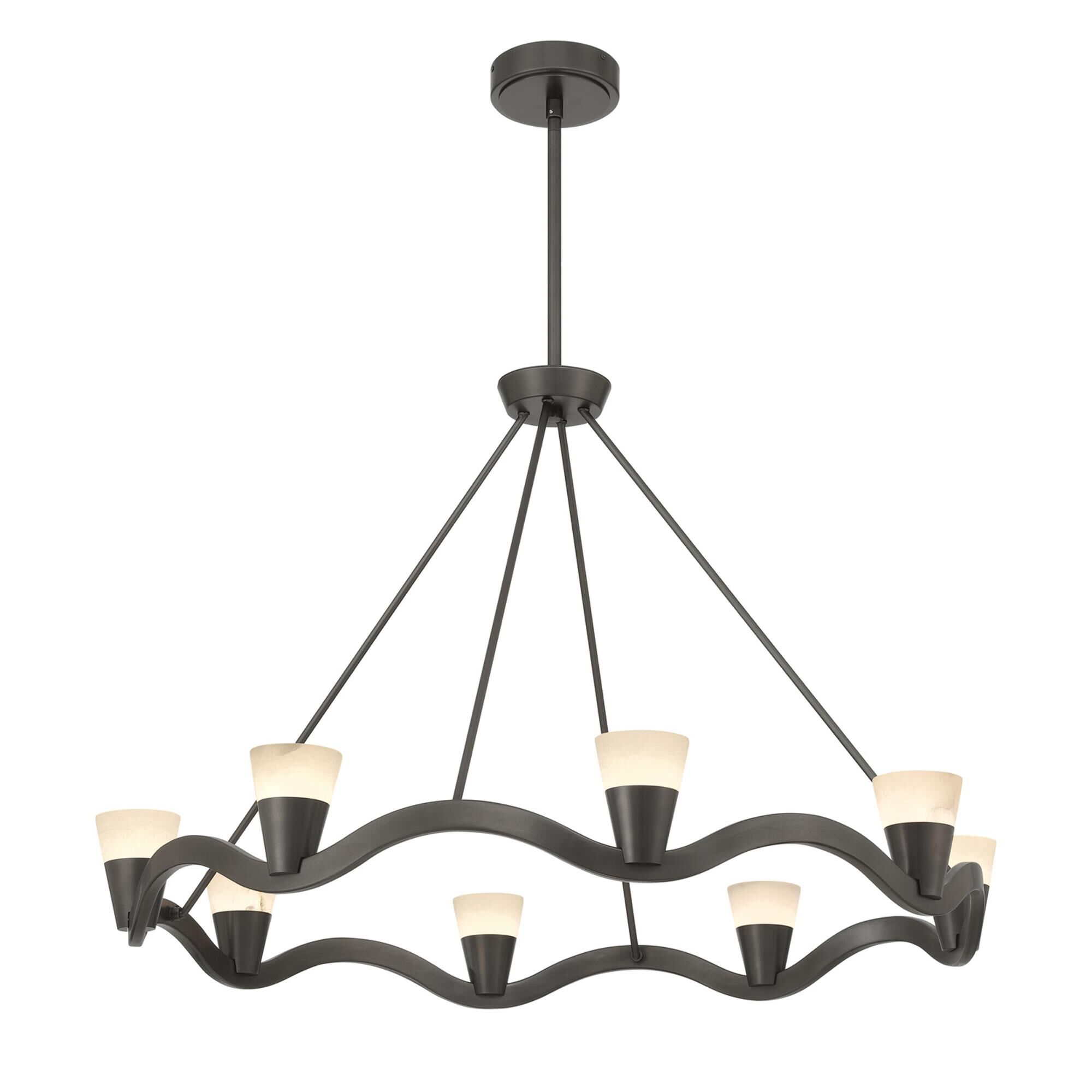 Shown in Bronze Noir finish and Alabaster crystal and Alabaster glass and Alabaster shade