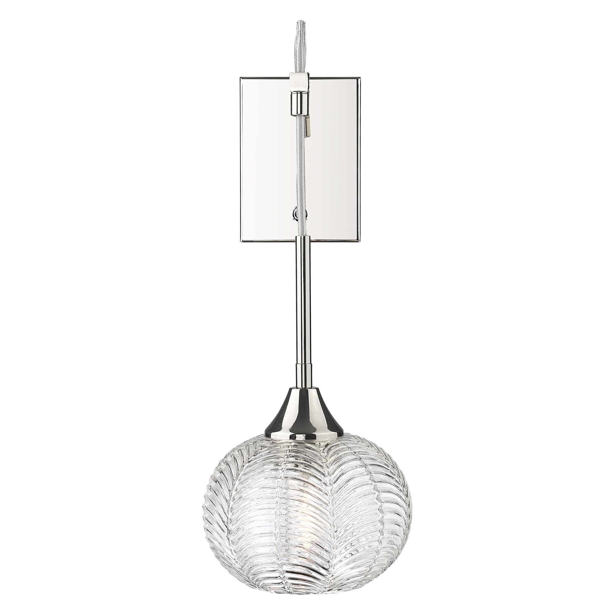 Shown in Polished Nickel finish and Clear shade