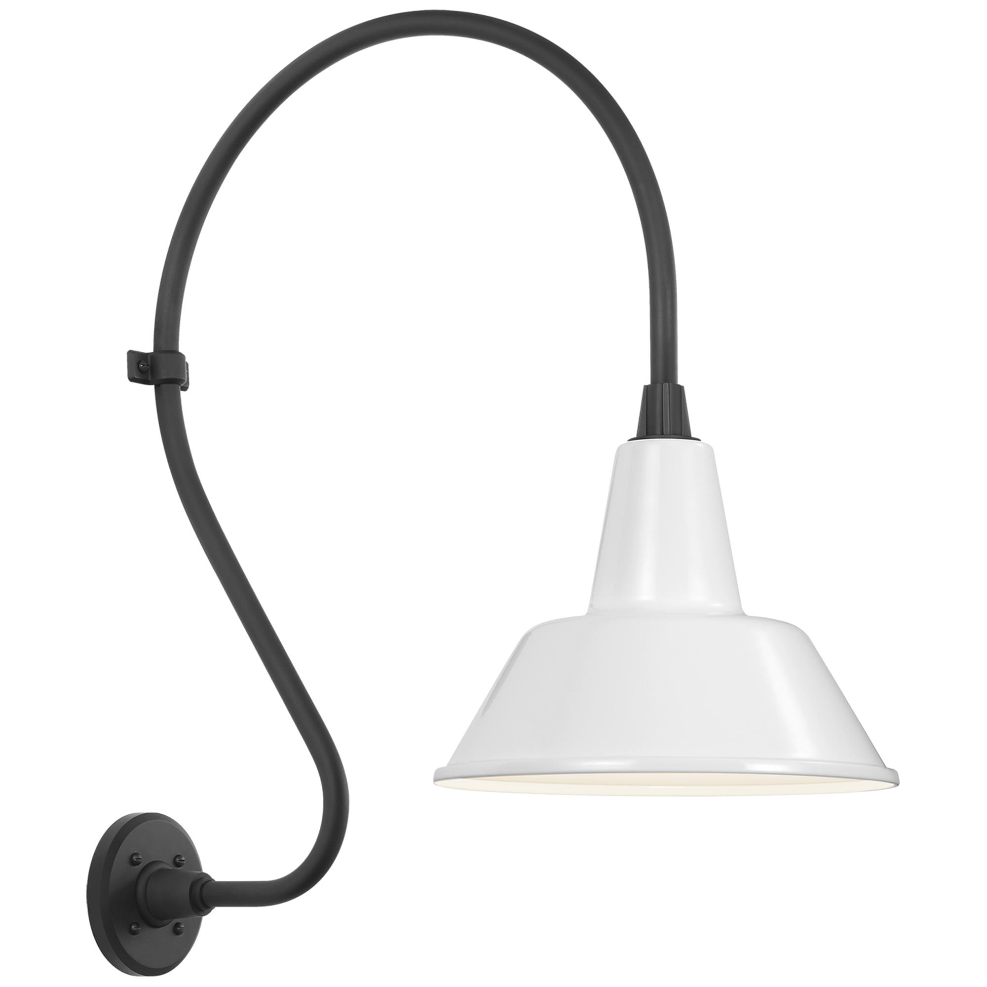 Shown in Matte Black finish and White shade