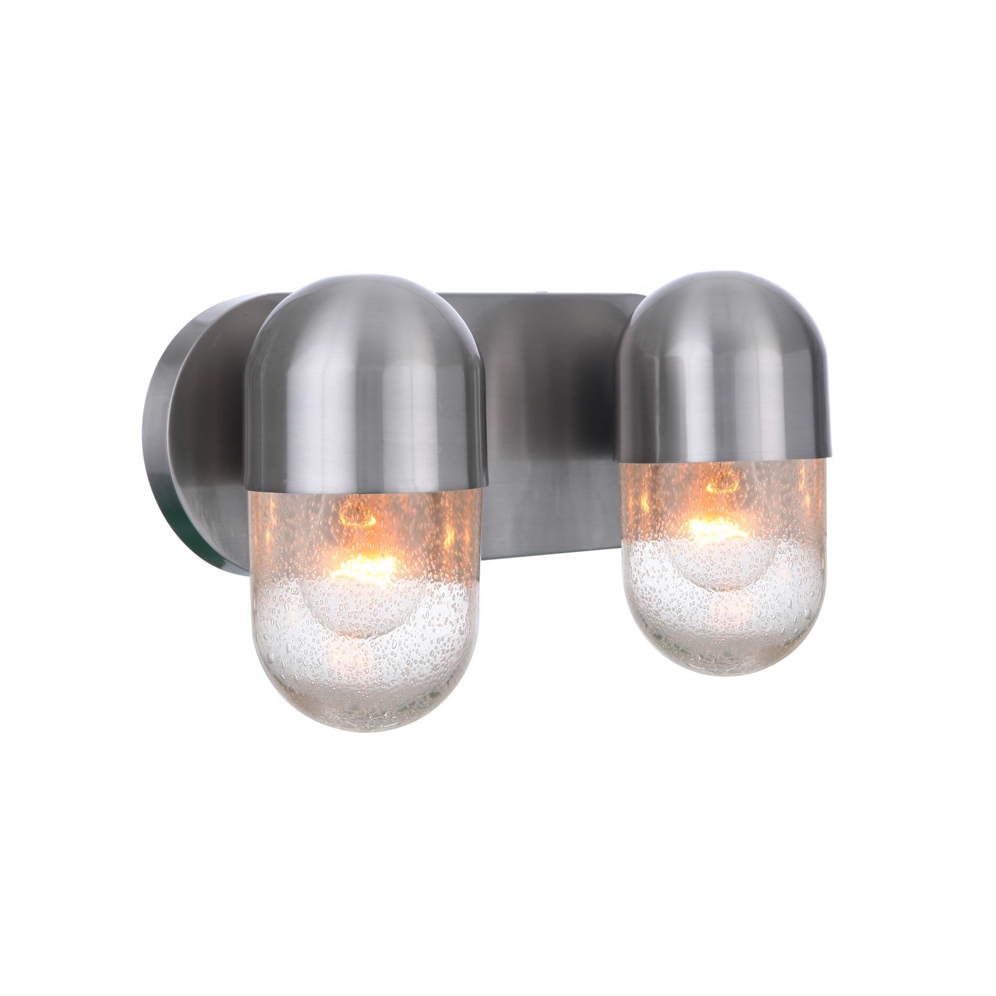 Shown in Brushed Polished Nickel finish and Clear Seeded glass and Glass shade