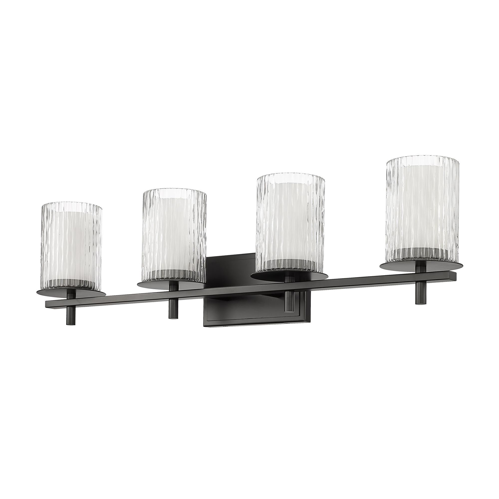 Shown in Matte Black finish and Clear and Etched Opal glass